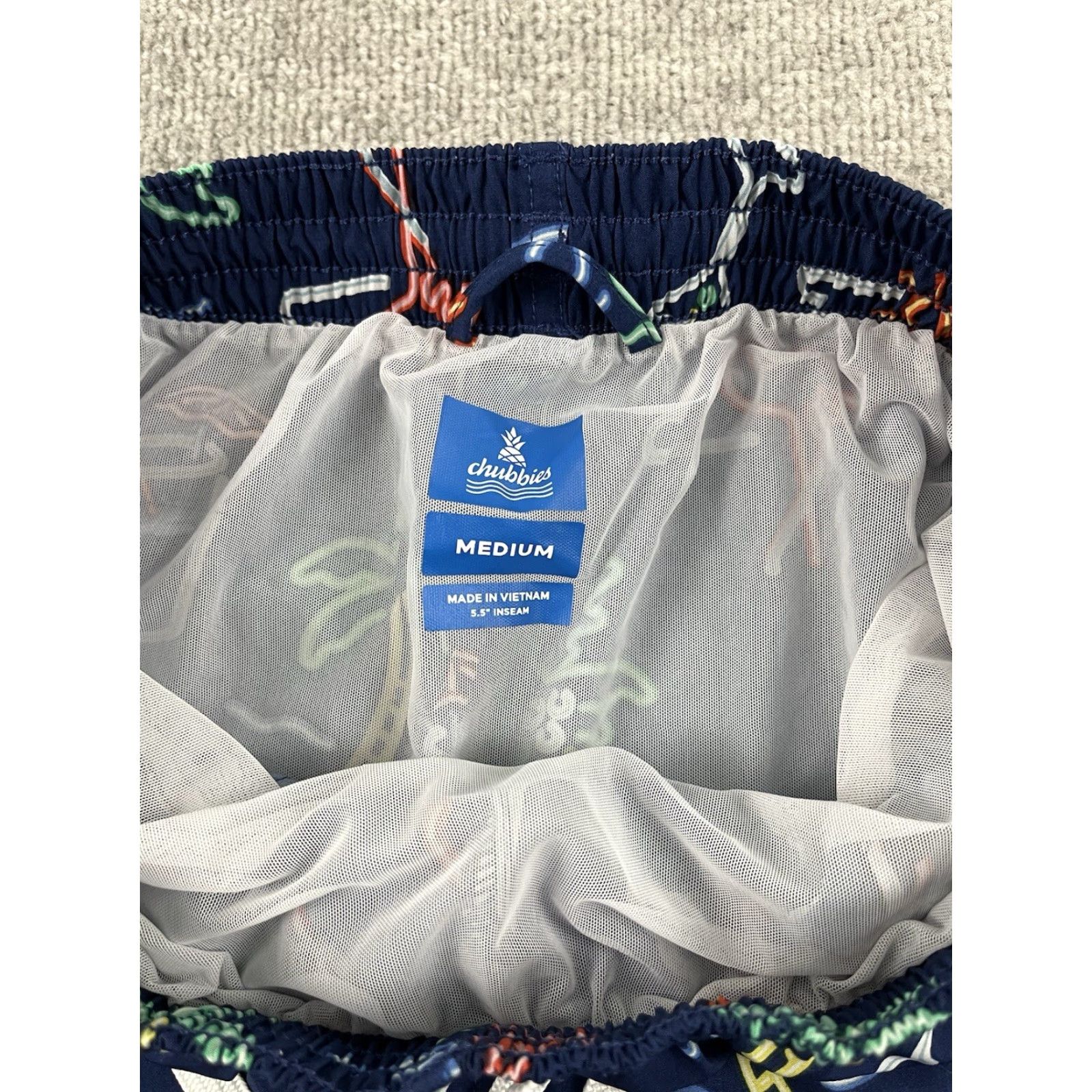 Chubbies CHUBBIES Swim Trunks Mens Medium Blue Neon Lights Lined 5.5" Short Size US 31 - 2 Thumbnail