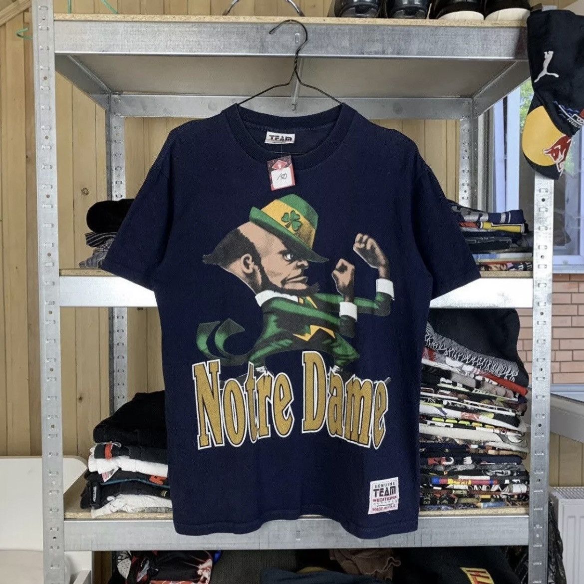 NBA Rare! Vintage Notre Dame Celtics Fight Tee Big Logo 90s Y2K Size US M / EU 48-50 / 2 - 2 Thumbnail