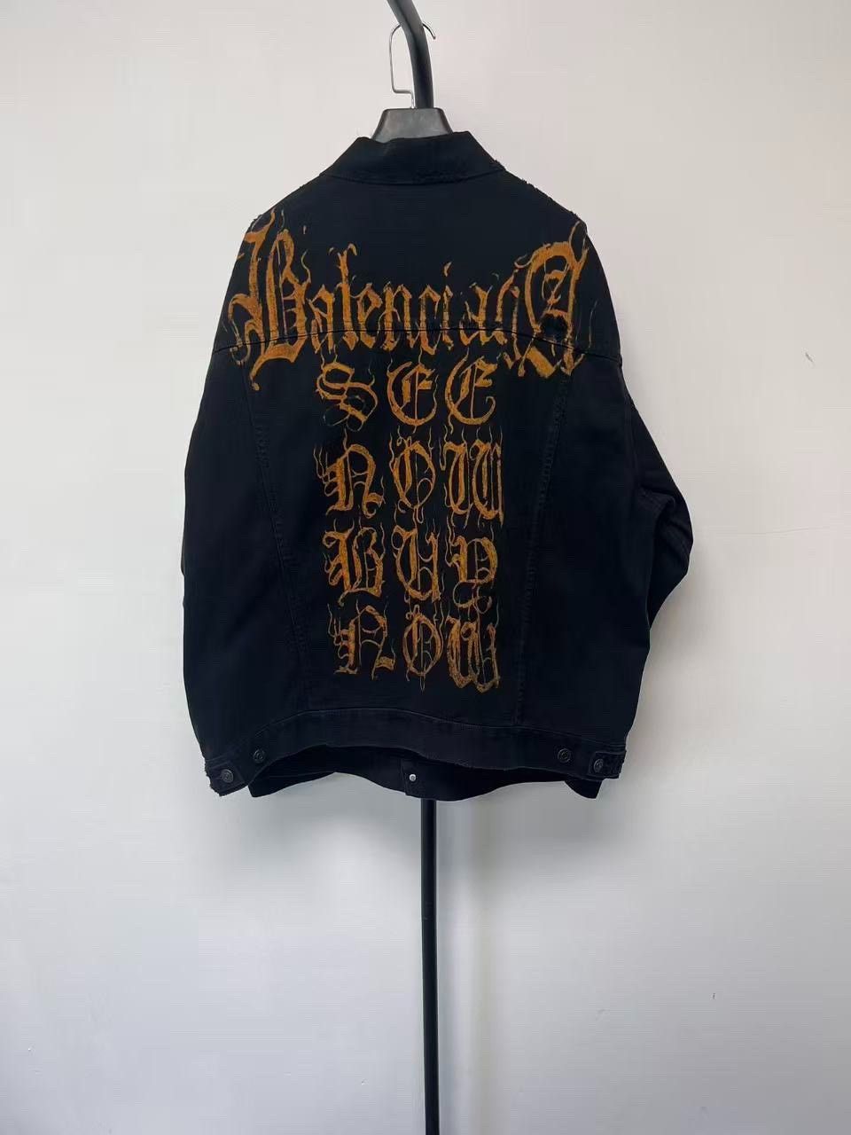 Balenciaga Balenciaga Denim Printed Black Light Jacket s Men Size US S / EU 44-46 / 1 - 1 Thumbnail