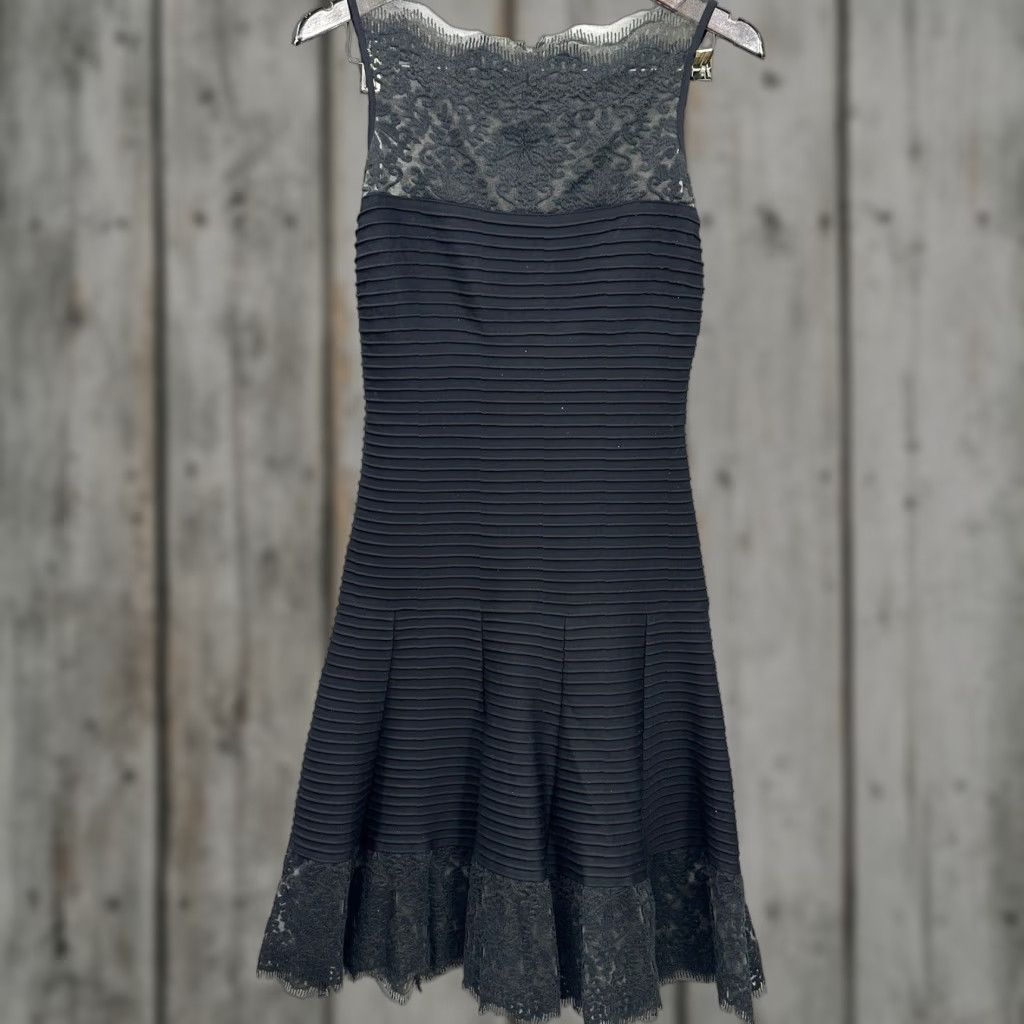 Tadashi Shoji VINTAGE Tadashi Shoji Dress Womens XS A-Line Lace Midi Black Beaded Party Coquette Retro Size XS / US 0-2 / IT 36-38 - 1 Thumbnail