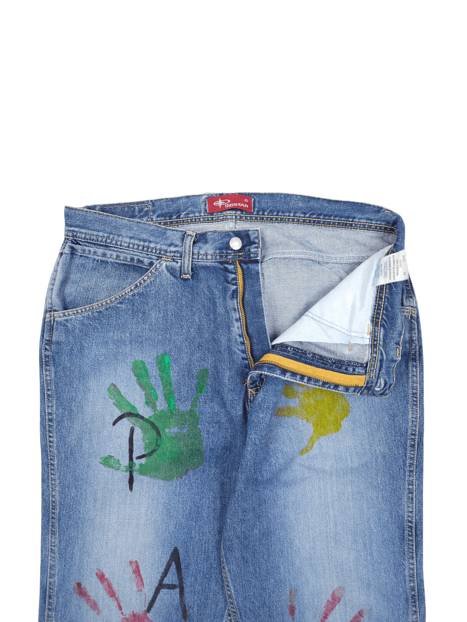 Big Star × Vintage 💎 Size 34/32 80's Hippie Big Star Crazy Blue Flared Jeans Size US 34 / EU 50 - 8 Thumbnail