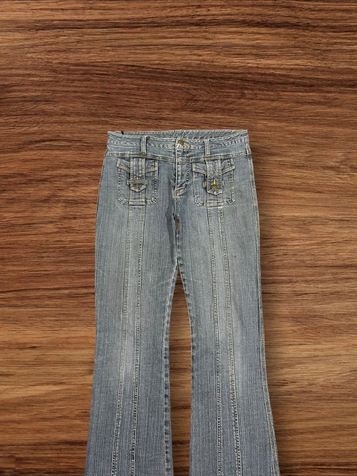 If Six Was Nine Panel Stitched Y2K Cargo Inspired Pocket Bell Bottom Jeans Size US 30 / EU 46 - 3 Thumbnail