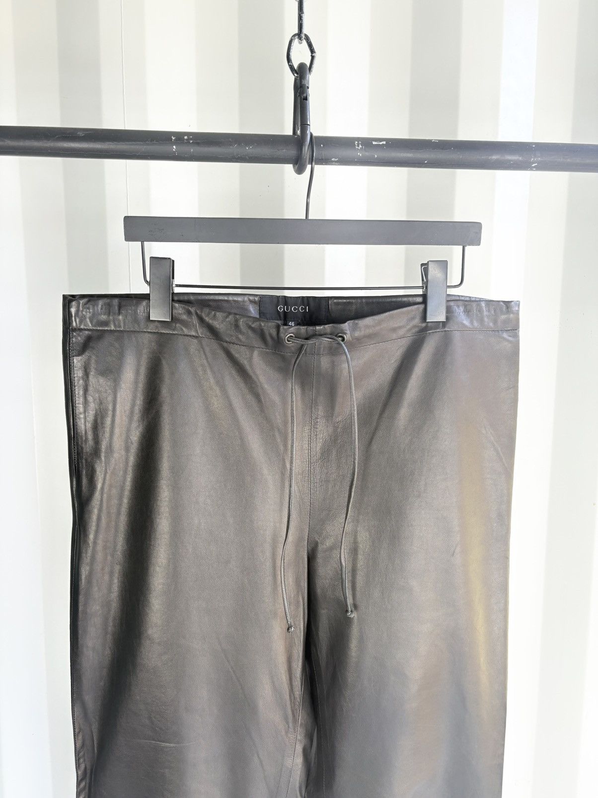 Gucci Leather Drawstring Pants Ankle Zip Tom Ford Era Size US 32 / EU 48 - 2 Thumbnail