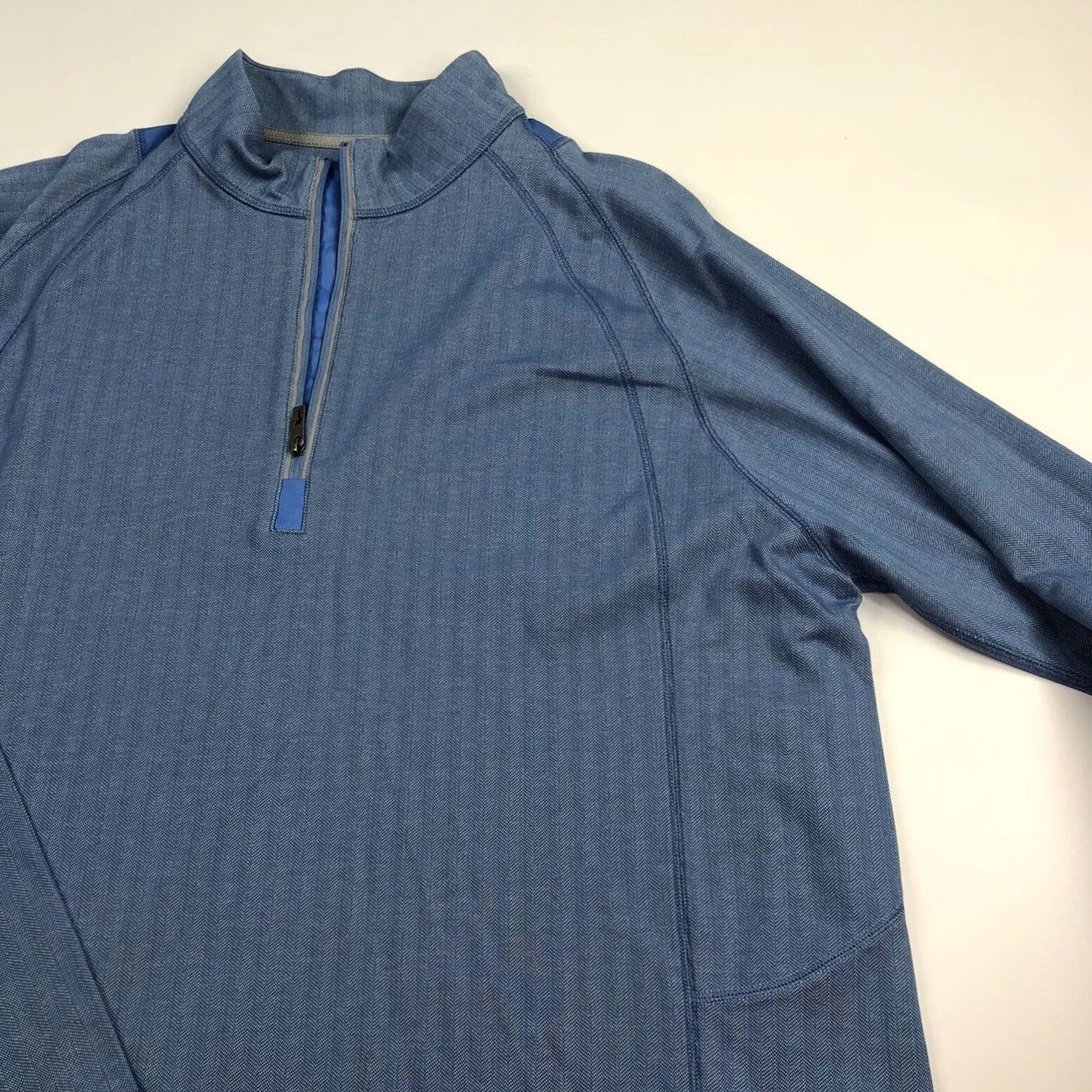 Tommy Bahama Tommy Bahama Men's XL Blue 1/4 Zip Pullover L/S Knit Sweater Pima Cotton EUC Size US XL / EU 56 / 4 - 2 Thumbnail