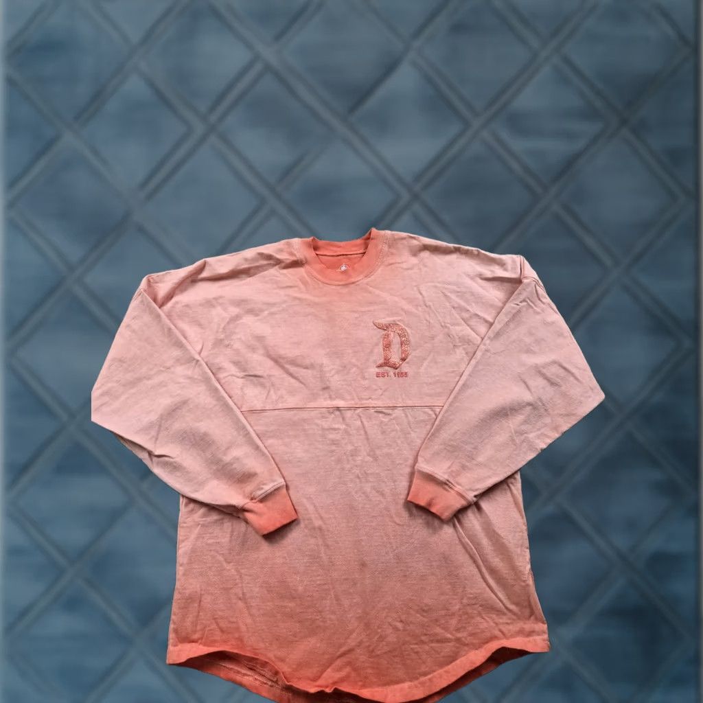 Disney Disneyland Spirit Jersey Shirt Womens Small Orange Glitter Letters Gradient Dye Shirt Size S / US 4 / IT 40 - 1 Thumbnail