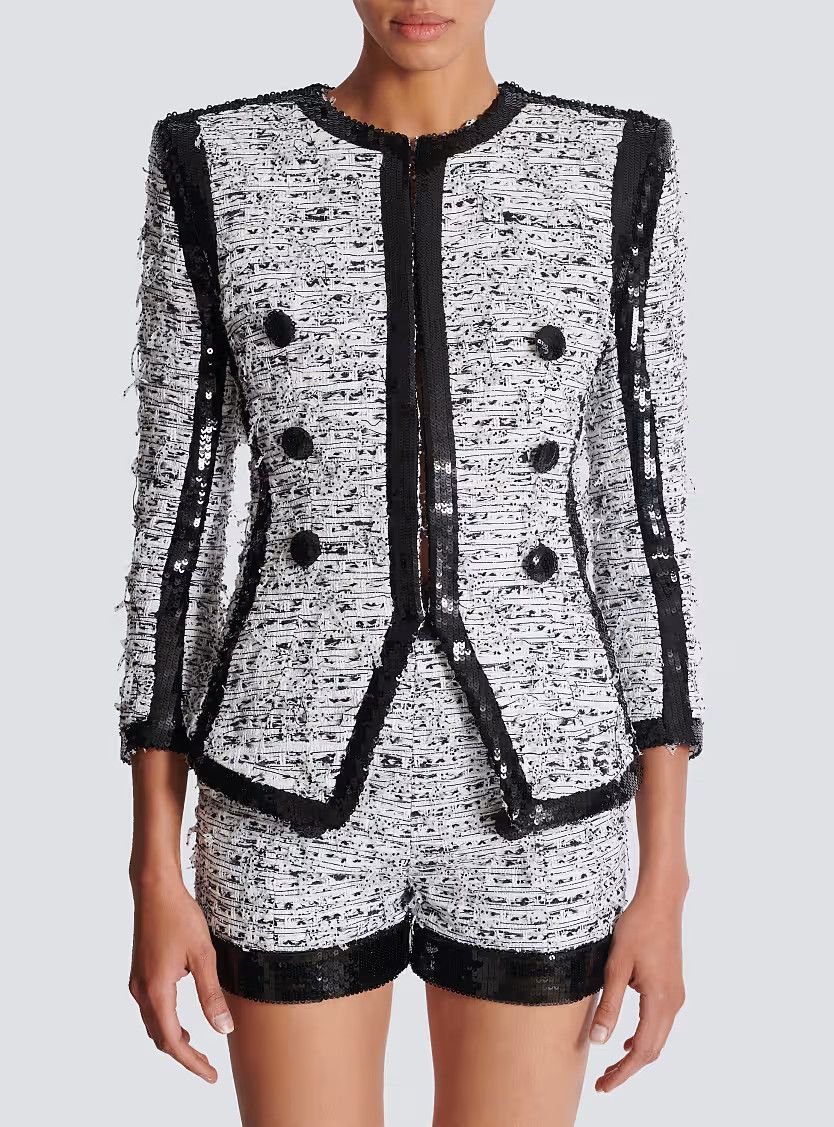 Balmain o1s1wg111225 Side To Side Colarless Jacket in White Size S / US 4 / IT 40 - 4 Thumbnail