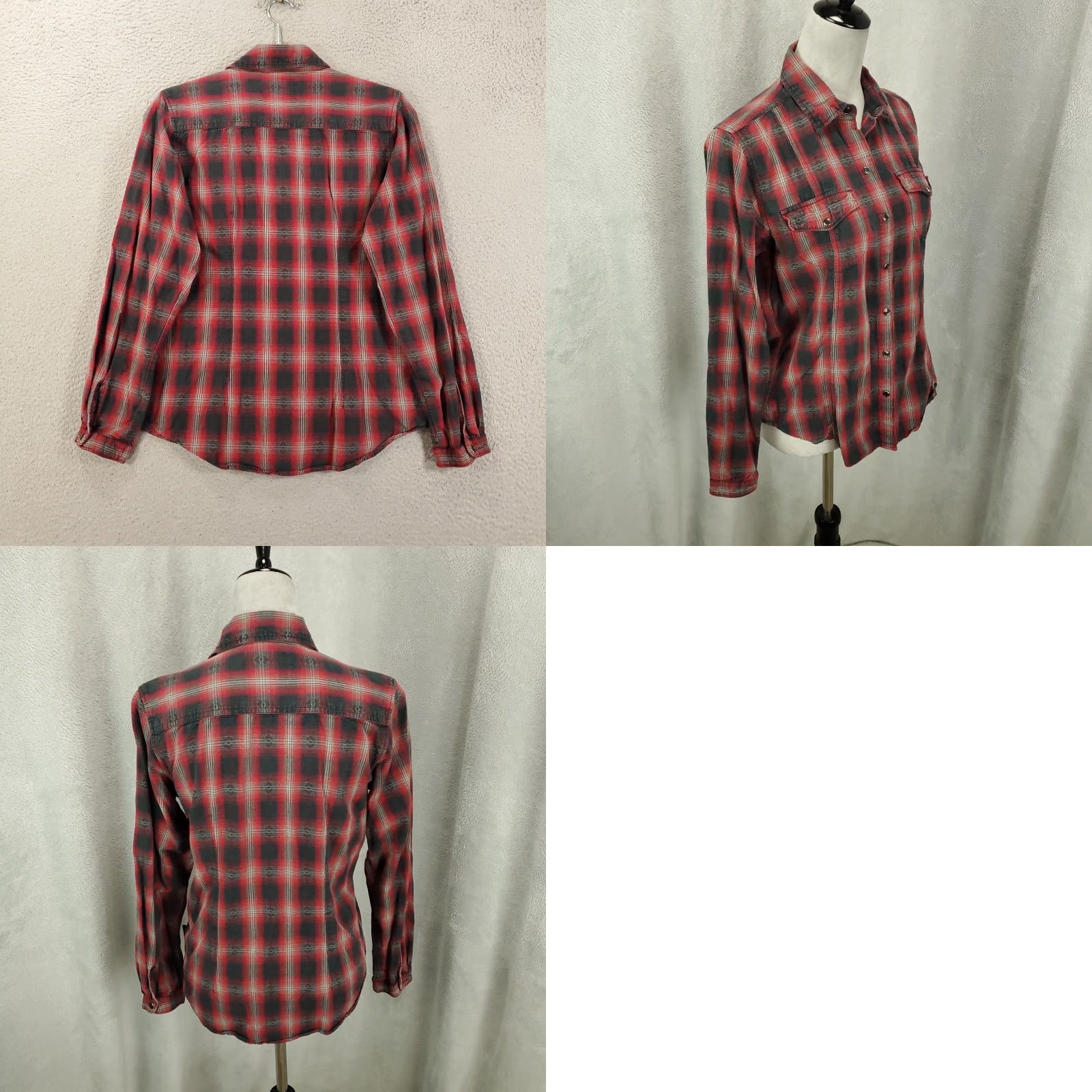 Vintage VINTAGE Woolrich Pearl Snap Shirt Womens Small Plaid Red Black Pockets Long Sleeve Size S / US 4 / IT 40 - 8 Thumbnail