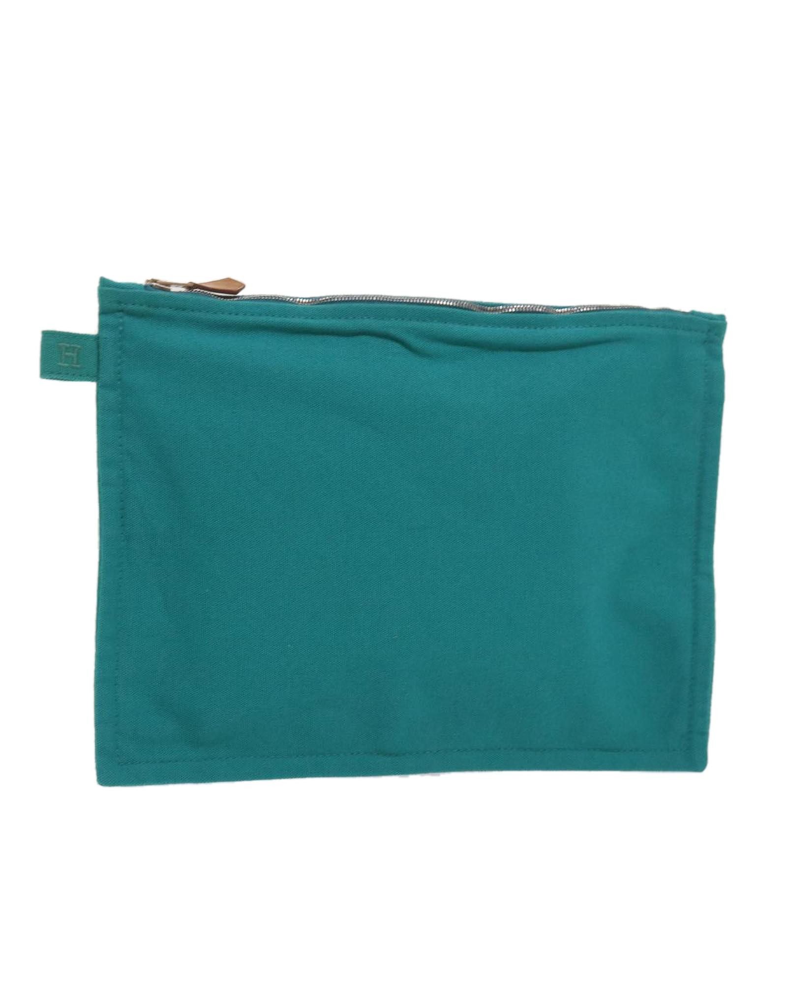 image of Turquoise Canvas Pouch With Minimalist Design And Practicality By Hermes, Women's