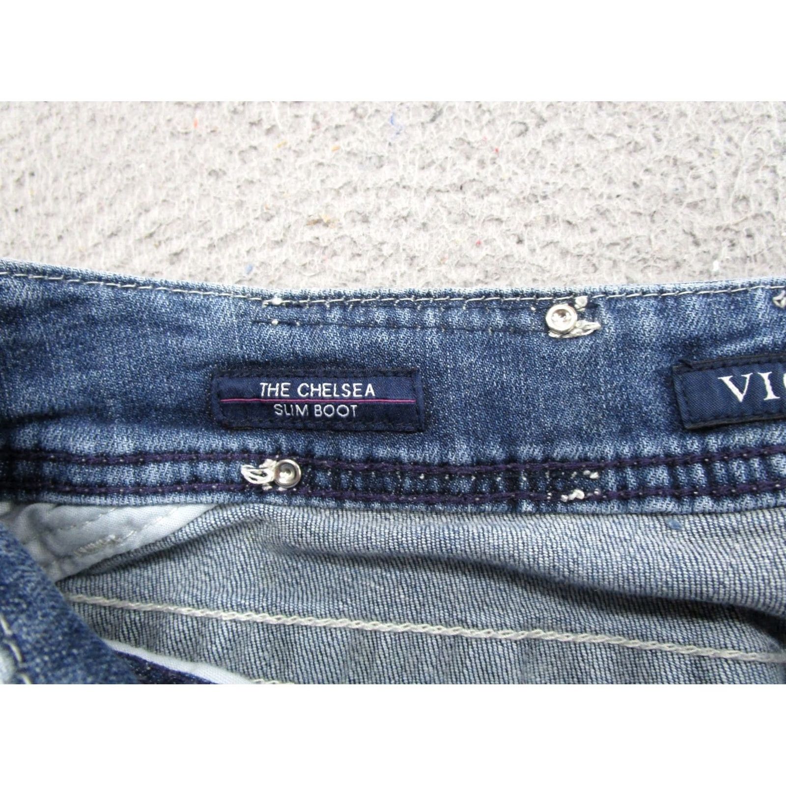 Vintage VIGOSS Womens Chelsea Slim Boot Blue Denim Jeans Size 2 Regular 5-Pocket Design Bootcut Womens Jeans Blue Size 26" / US 2 / IT 38 - 5 Thumbnail