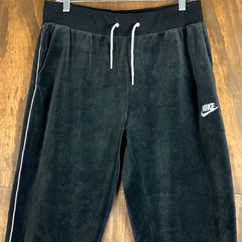 Nike Nike Womens Sweatpants Black Velour Pull On Drawstring Joggers Medium Size 24" / US 00 / IT 34 - 2 Thumbnail
