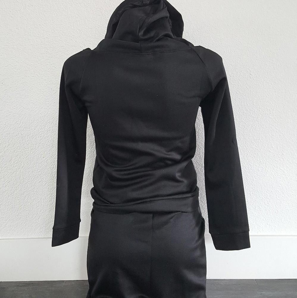 Designer Black Classic Slim Hooded Sport Suit Size 28" / US 6 / IT 42 - 2 Thumbnail