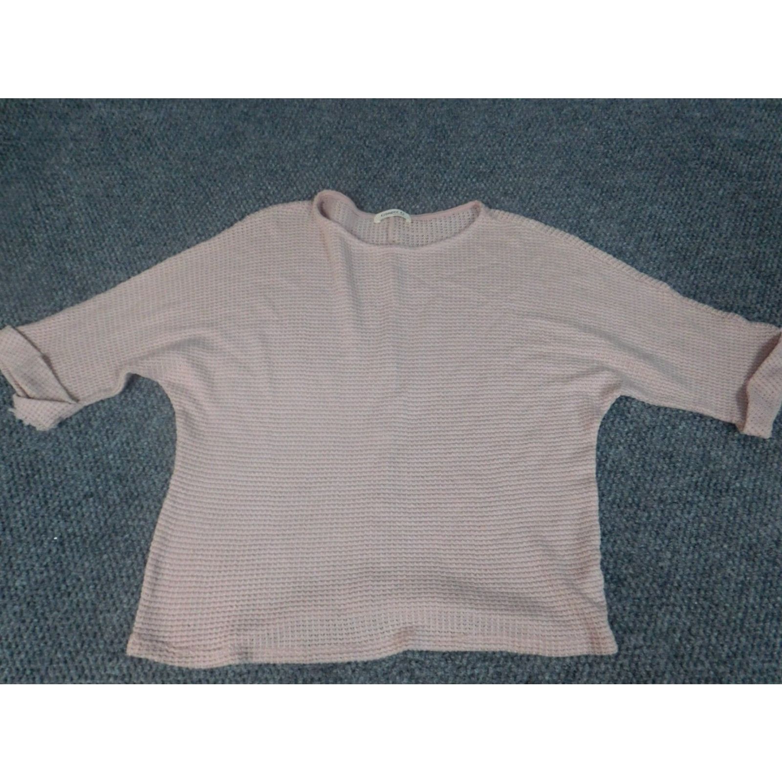 Pinko Ginger G Womens Sweater S Pink Dolman Crew Knit Pullover Short Sleeve Floral Logo Cotton Viscose Lightweight Open Stretch Regular Classic Size S / US 4 / IT 40 - 2 Thumbnail