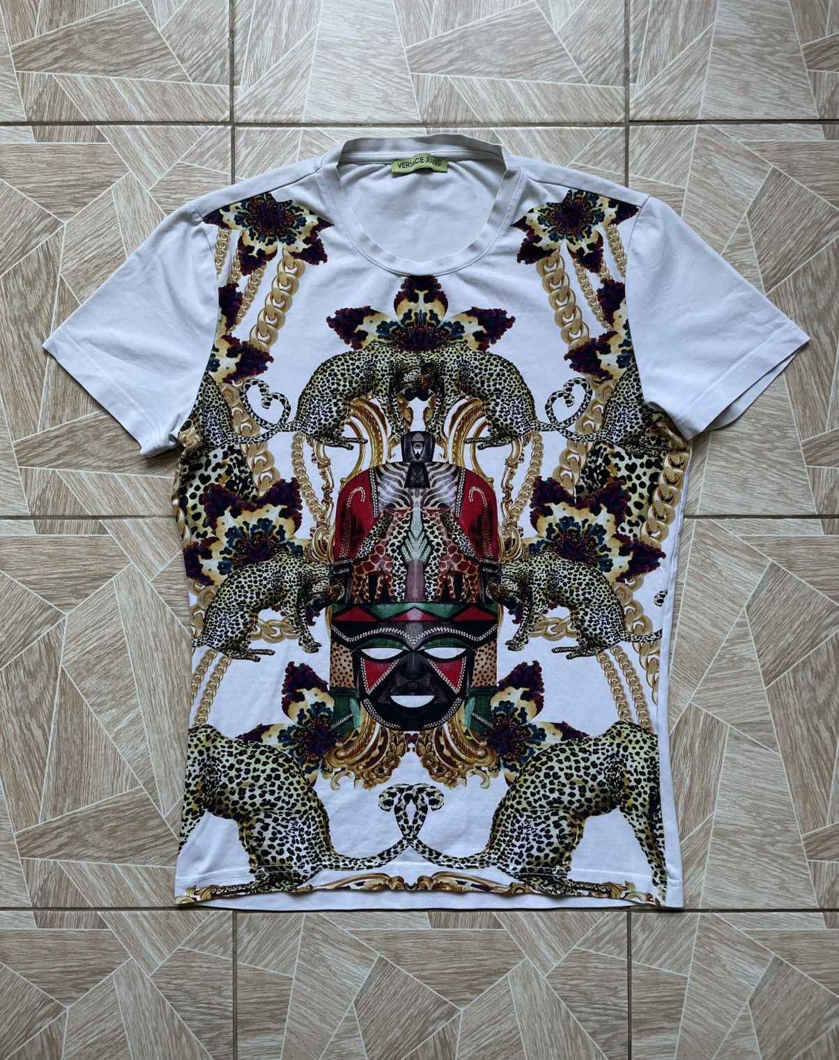 Versace Italy Designer Versace Jeans Barocco Leopard Print Tee S Size US S / EU 44-46 / 1 - 1 Thumbnail