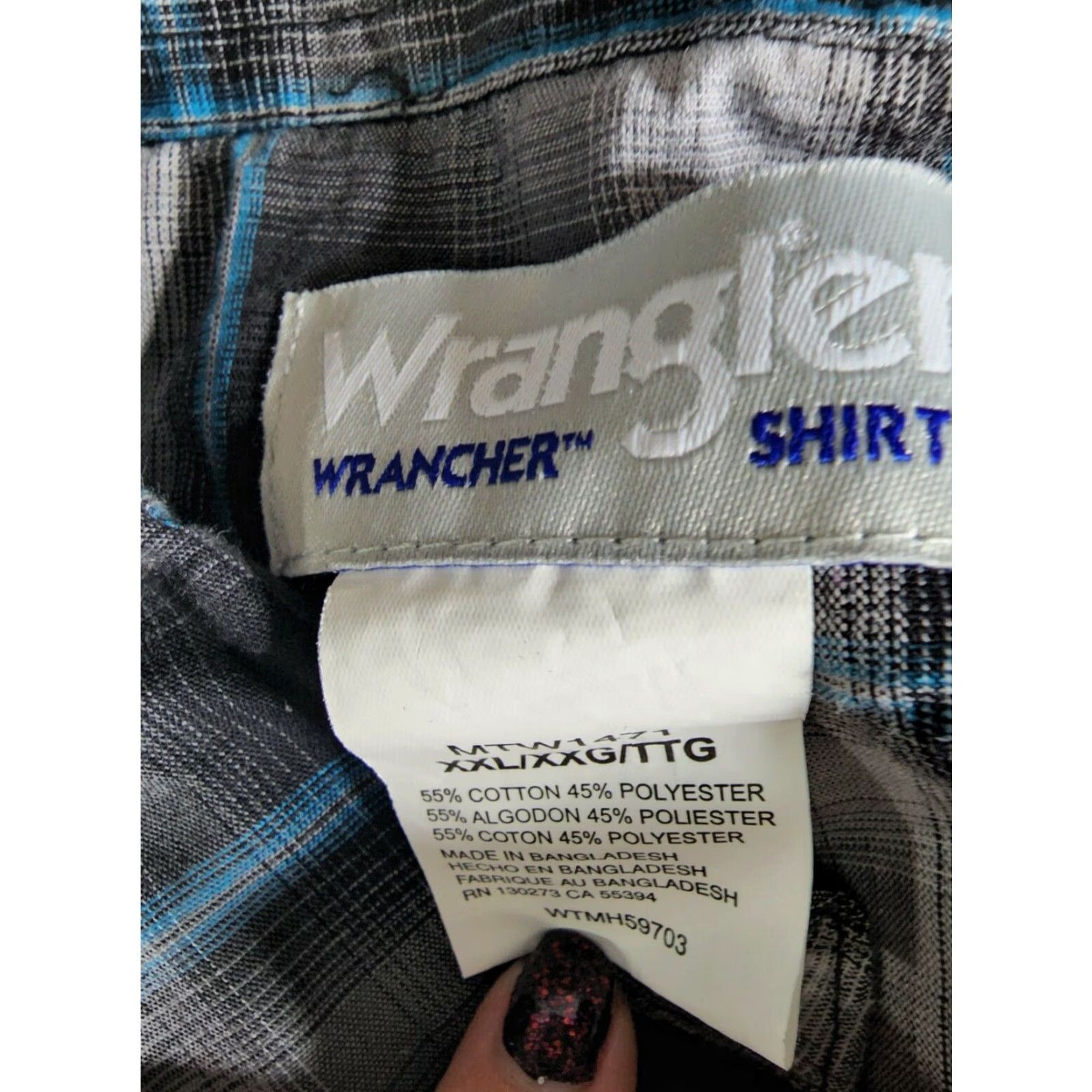 Wrangler VINTAGE Wrangler Wrancher Pearl Snap Western Black Plaid Shirt Mens 2XL Size US XXL / EU 58 / 5 - 3 Thumbnail