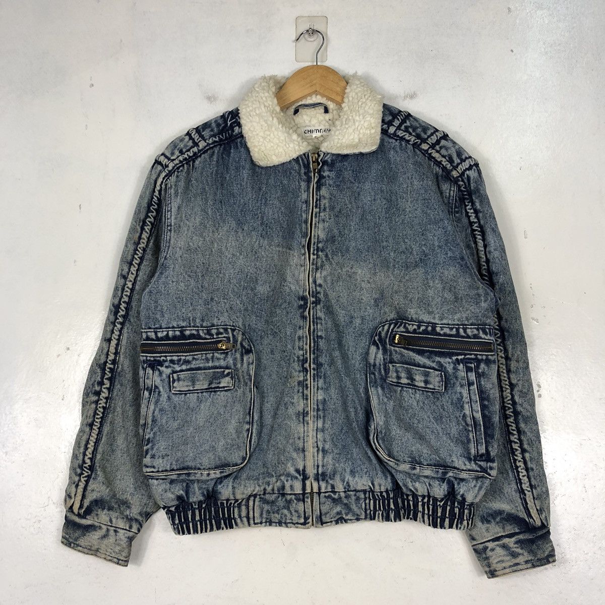 Chimney Sherpa Style Denim Washstone Jacket