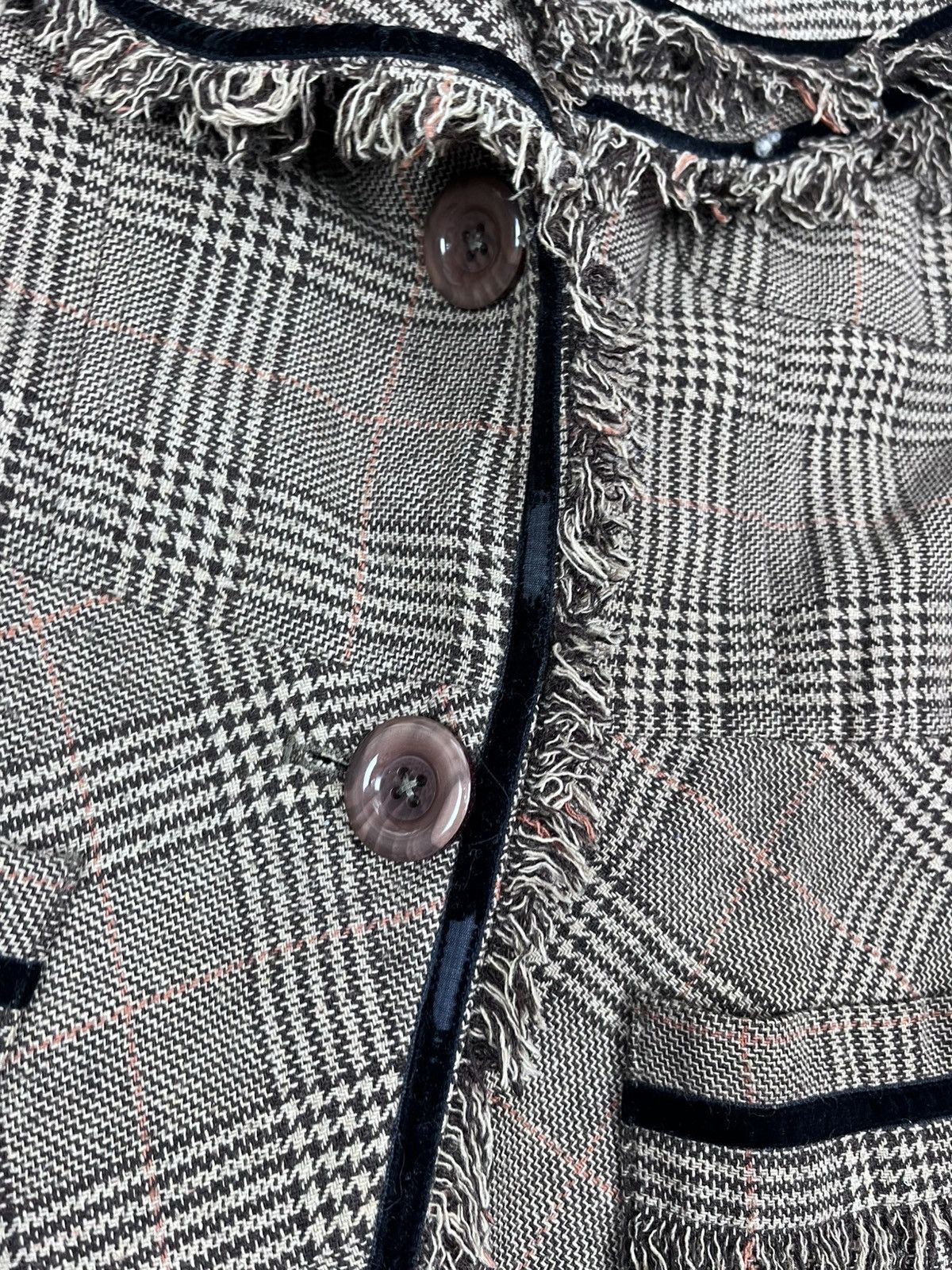 Kenzo Vintage Kenzo Plaid Coat Frayed Trim Wool Blend Womens 38 Size XS / US 0-2 / IT 36-38 - 8 Thumbnail