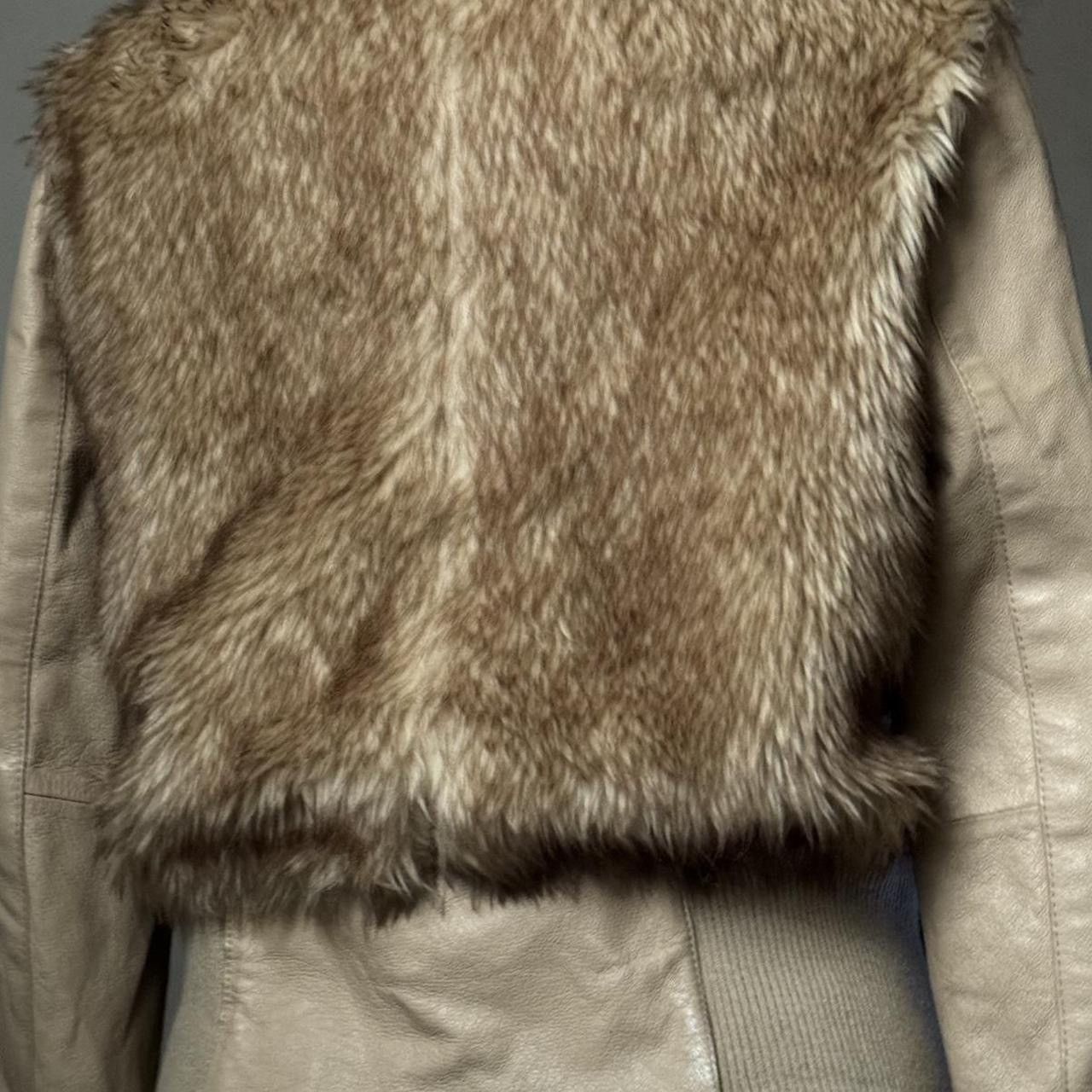 Vintage Genuine leather jacket with fur details and cinched inserts Size S / US 4 / IT 40 - 5 Thumbnail