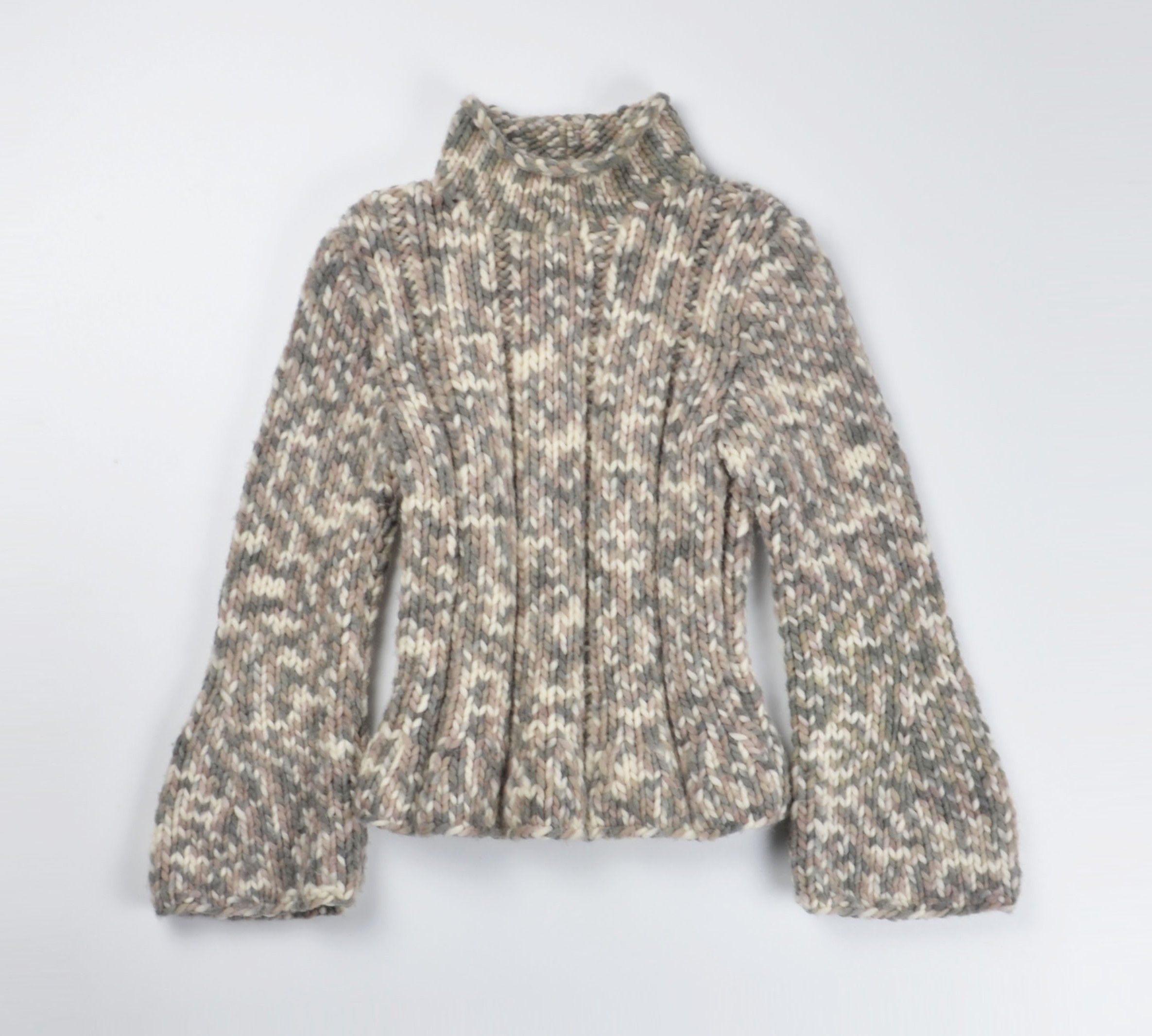 Other Vintage Y2K Chunky Knit Wool Blend Mock Neck Sweater Size S / US 4 / IT 40 - 4 Thumbnail