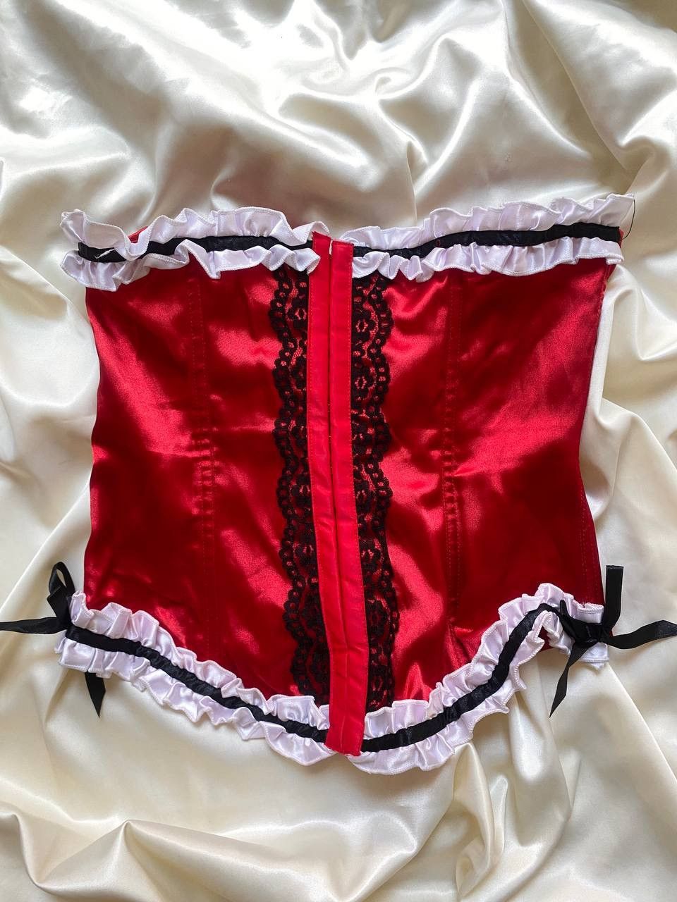Vintage Vintage red satin coquette corset Size XS / US 0-2 / IT 36-38 - 1 Thumbnail