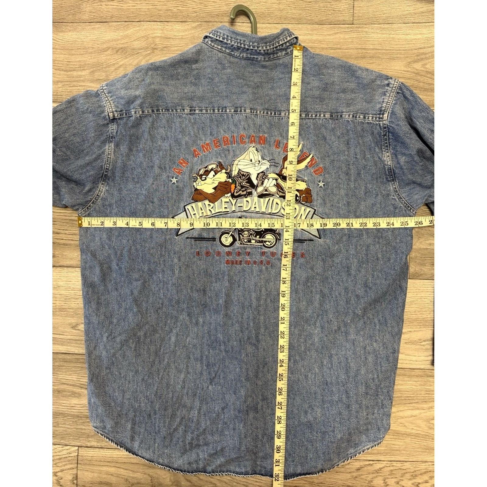 Harley Davidson Harley-Davidson Shirt Denim Long Sleeve XL Blue TAZ AN AMERICAN LEGEND Looney Tunes Warner Bros Mens Size US XL / EU 56 / 4 - 3 Thumbnail