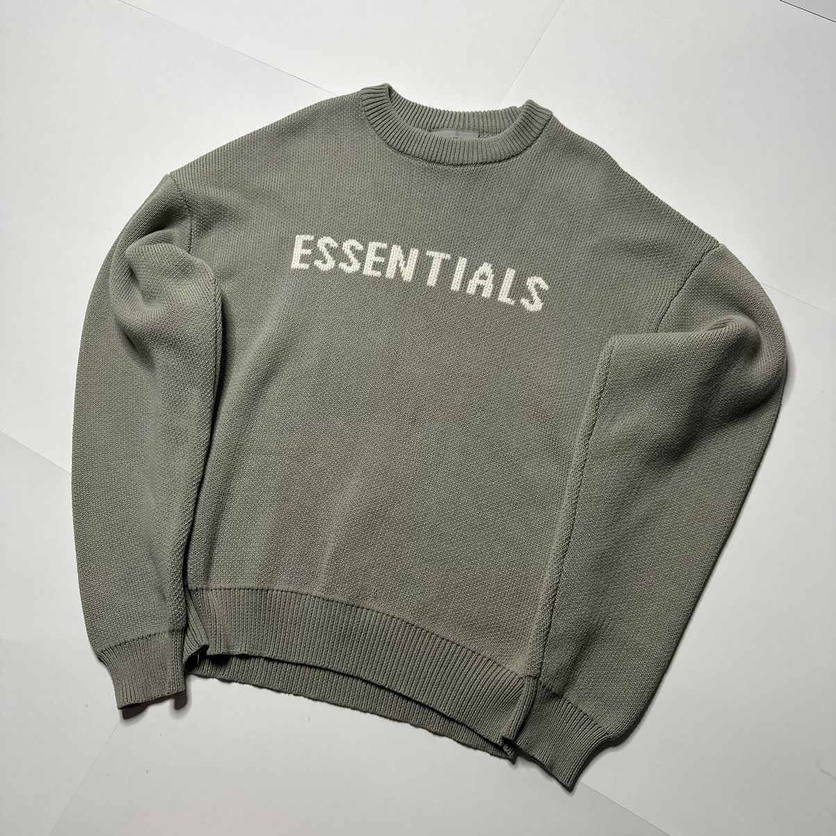 image of Essentials Knit Sweater in Cream, Men's (Size Small)