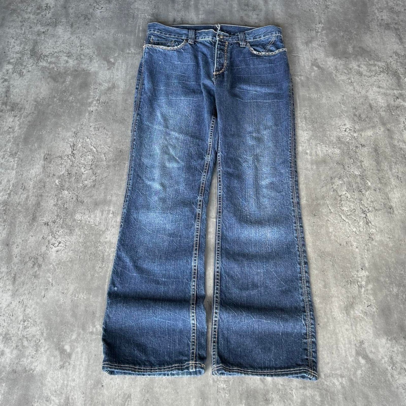 Antik Denim × Japanese Brand × Vintage Vintage Y2K Antik Denim Embroidered Boot Cut Denim Jeans Size US 35 - 2 Thumbnail