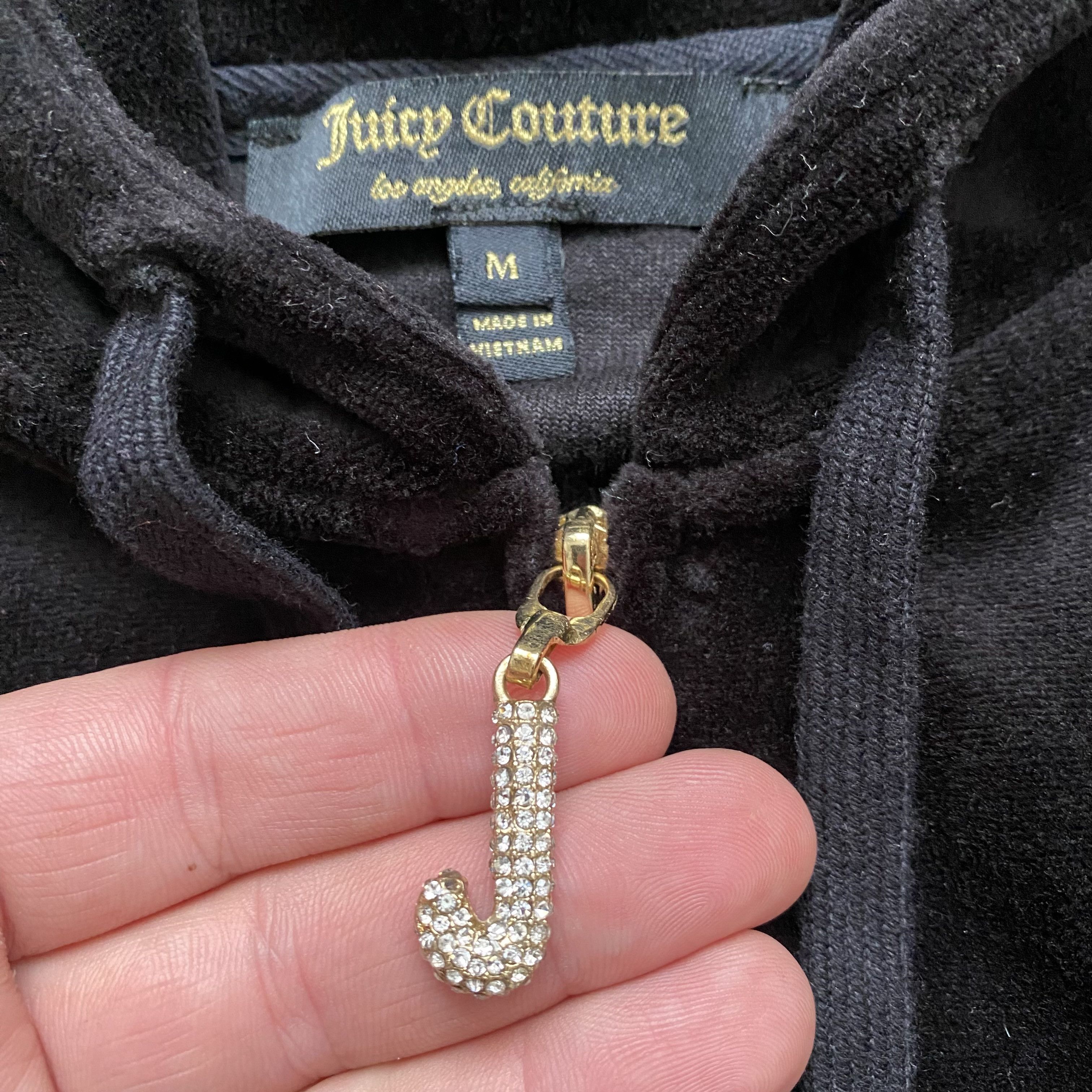 Juicy Couture 🖤 Vintage 00’s Juicy Couture Velour Diamond Zip Hoodie Y2K Size M / US 6-8 / IT 42-44 - 6 Thumbnail