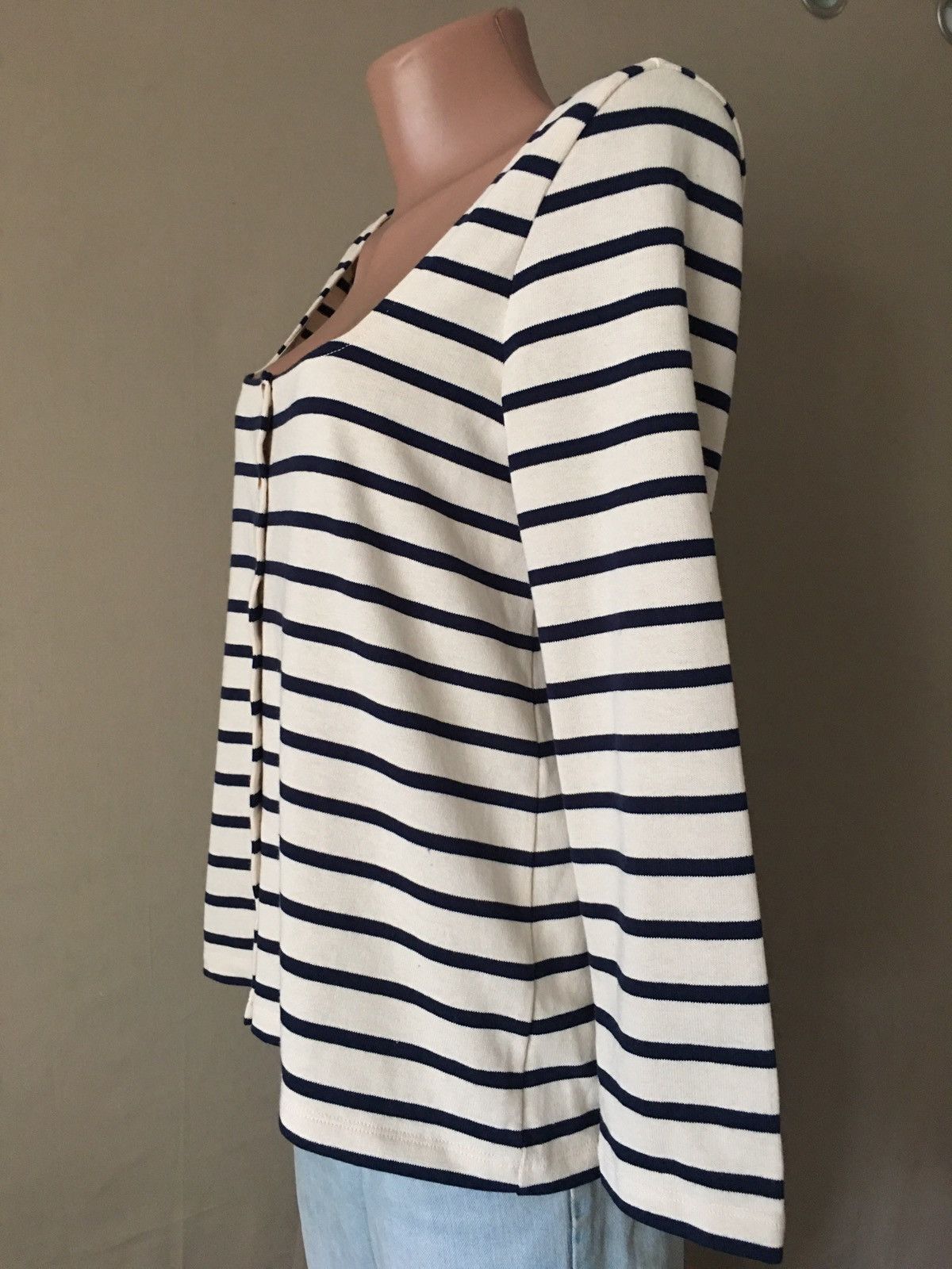 Sezane SEZANE Linea Mariniere Ecru Navy Cotton Cardigan Size S Size S / US 4 / IT 40 - 5 Thumbnail
