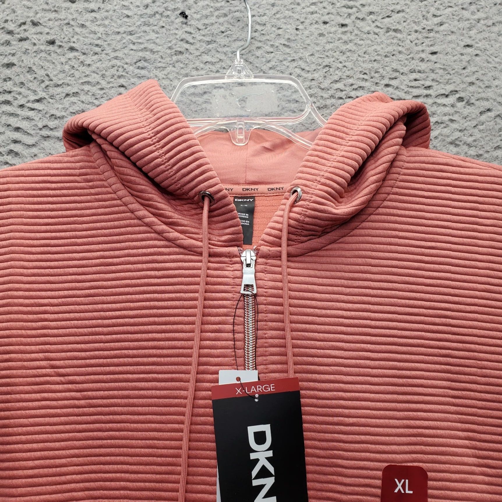 DKNY DKNY Hooded Jacket Womens XL Pink Full Zip Pockets Tech Ottoman Ribbed Breathable Size XL / US 12-14 / IT 48-50 - 6 Thumbnail