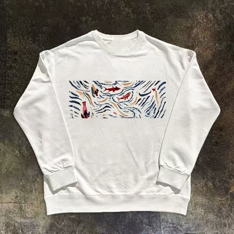 Vintage White washed retro goldfish print sweatshirt y2k Size US M / EU 48-50 / 2 - 1 Thumbnail