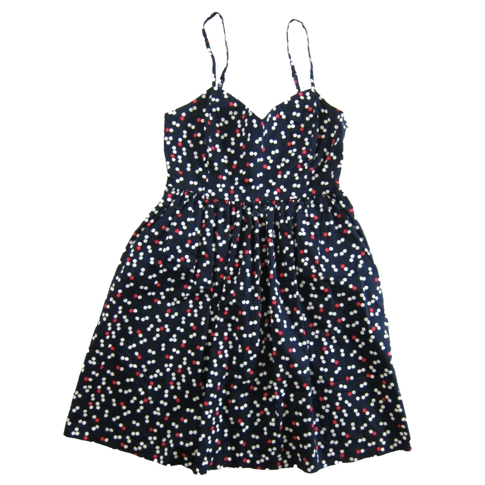 Gap GAP Navy Blue Red White Polka Dot Pocket Slip Dress 8 Cotton Stretch Sheath Dress Size M / US 6-8 / IT 42-44 - 2 Thumbnail