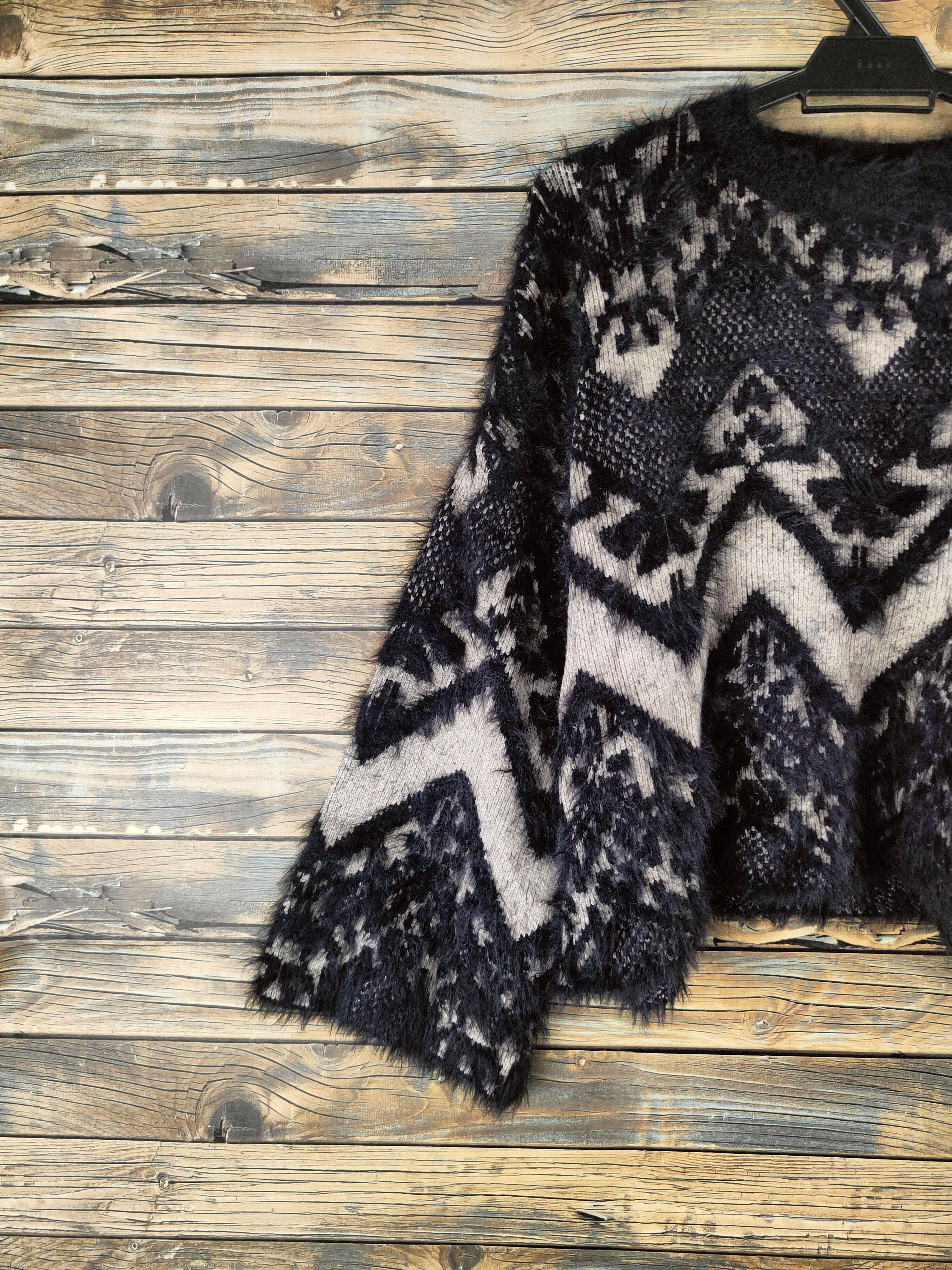 Japanese Brand DL Sevi Studio Black shaggy Fur Mohair Knitwear #46-1006 Size L / US 10 / IT 46 - 3 Thumbnail