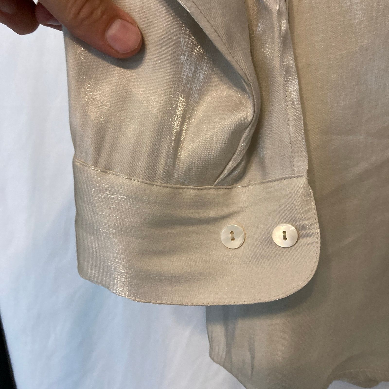 Other The Limited Shimmer Gray Silver Button Up Blouse Top Size XS / US 0-2 / IT 36-38 - 6 Thumbnail