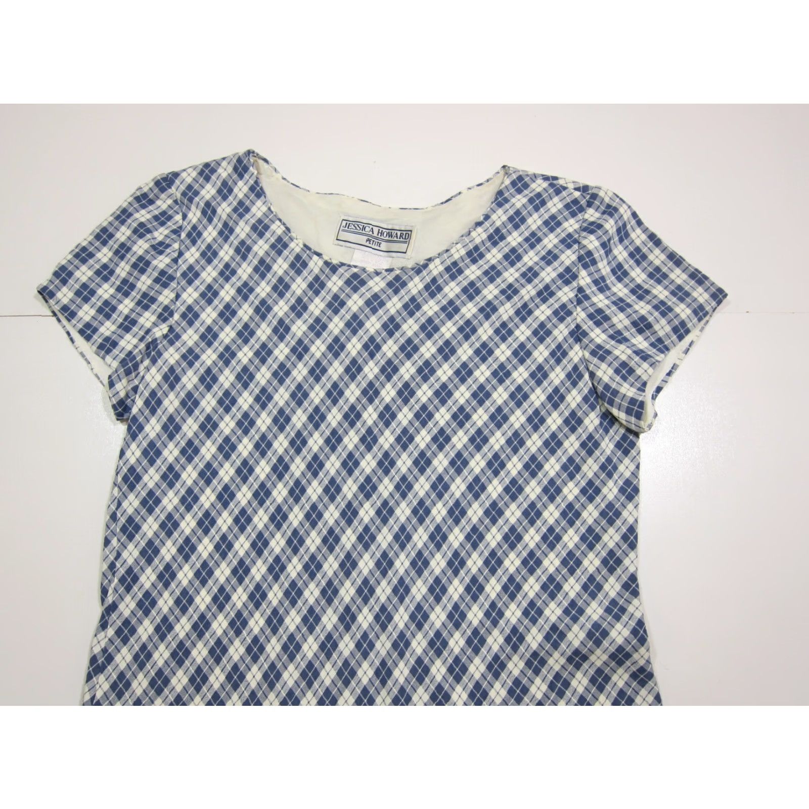 Vintage VINTAGE Jessica Howard Rayon Blue White Plaid A-Line Tunic Dress Women Size 6 Petite Size M / US 6-8 / IT 42-44 - 5 Thumbnail