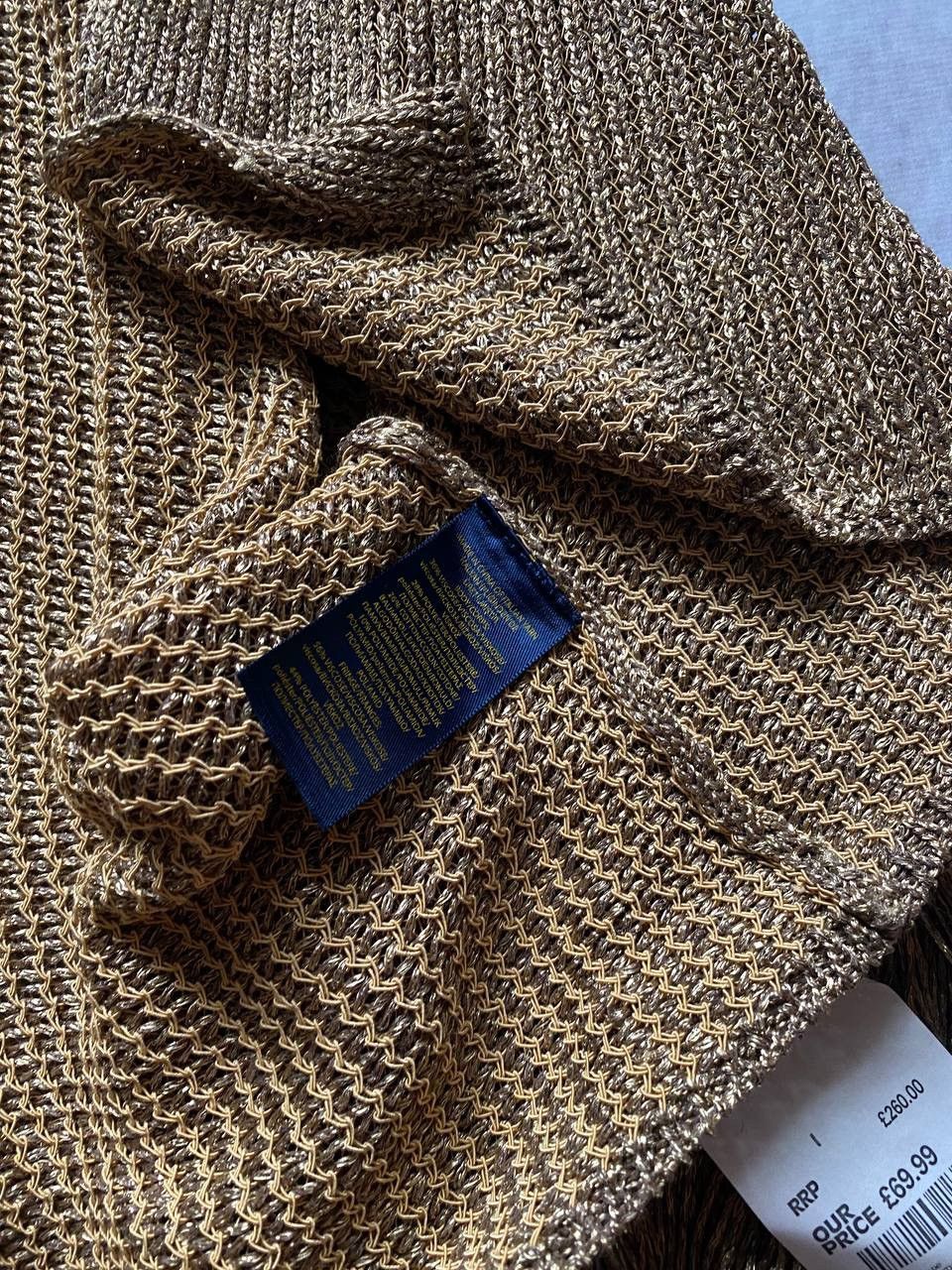Polo Ralph Lauren × Vintage NEW Polo Ralph Lauren LS Fringe Cardigan Gold Size S / US 4 / IT 40 - 5 Thumbnail
