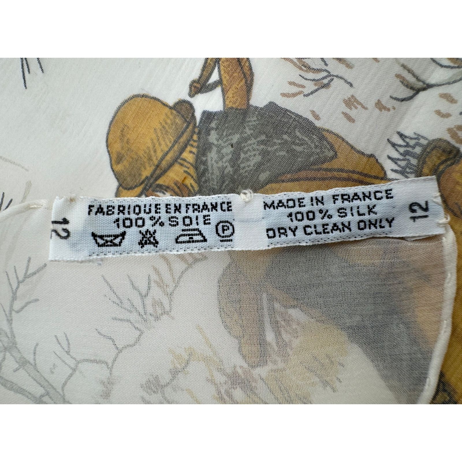 Hermes Hermes Rare Mirrored Image Hunt Scene Sheer Large Cape Shaw Size ONE SIZE - 7 Thumbnail