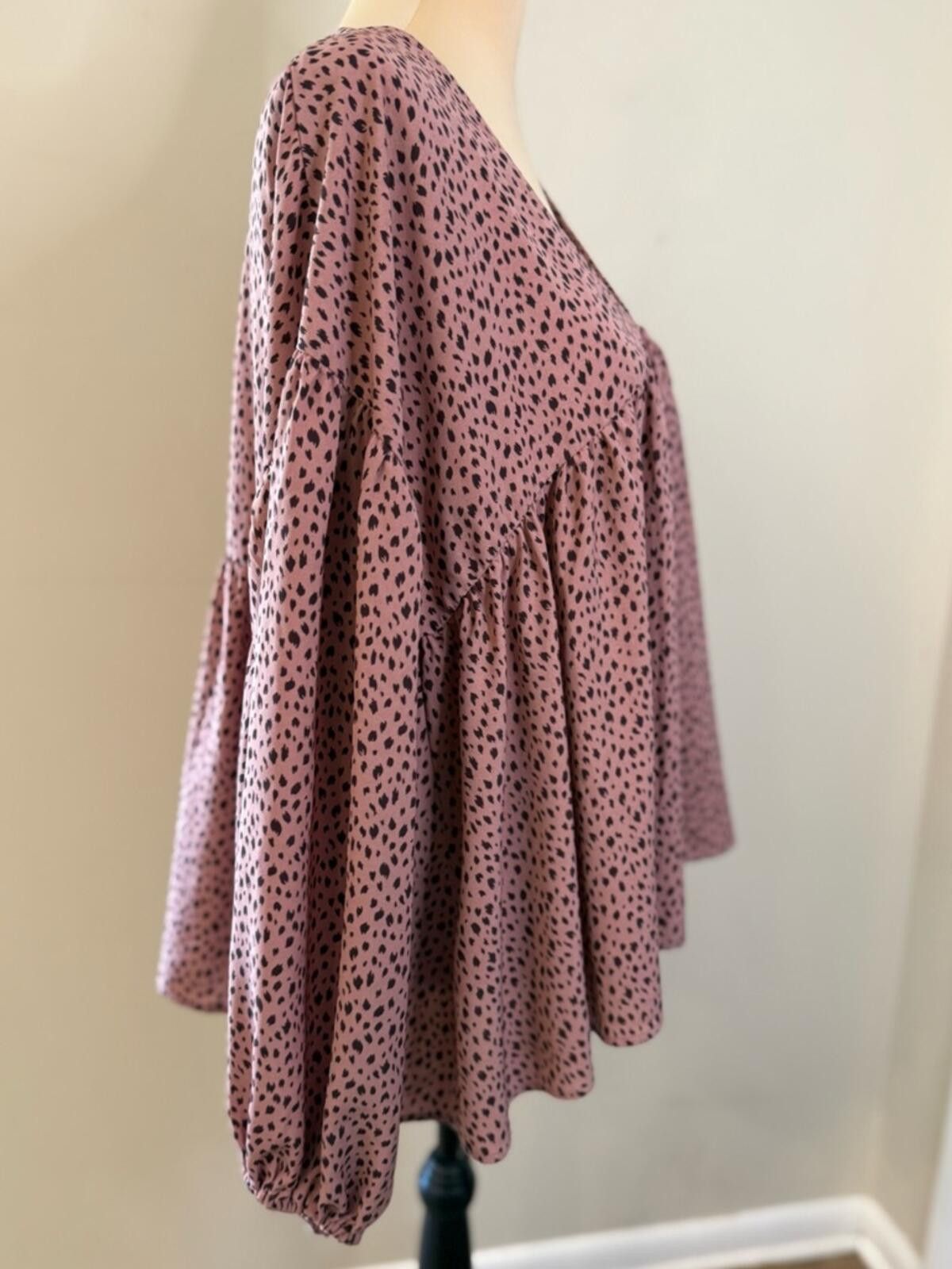 Other Glam peplum top rusty pink & black leopard print SZ SM Size S / US 4 / IT 40 - 2 Thumbnail