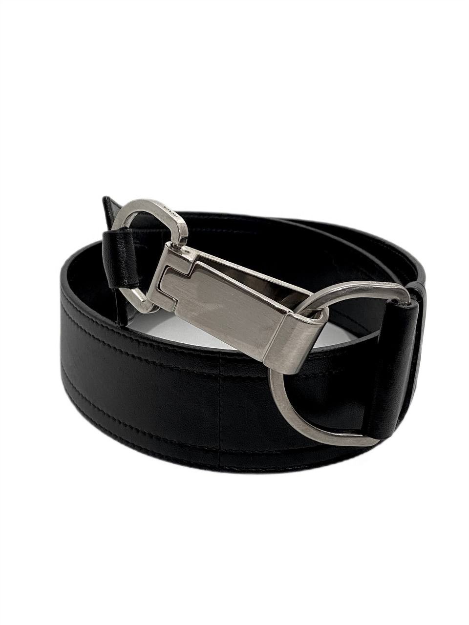 Prada Prada Logo Hook Leather Silver Black Belt Vintage Y2K Women Size ONE SIZE - 2 Thumbnail