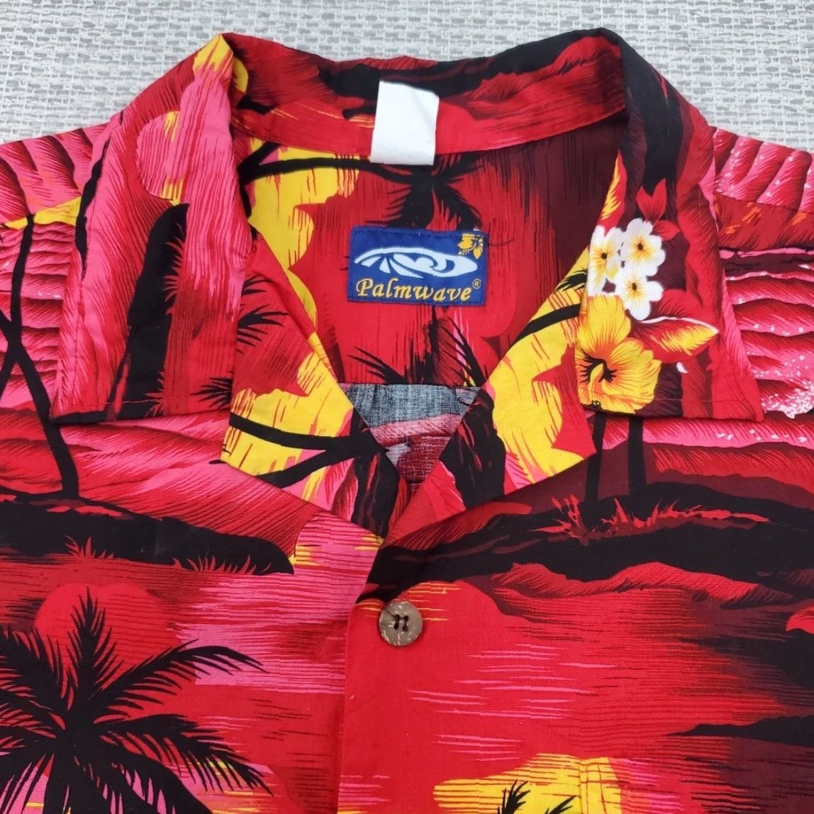 Vintage VTG Palmwave Hawaiian Shirt Mens Adult Large Surfer Beach Palms Floral Sunset Shirt Size US L / EU 52-54 / 3 - 4 Thumbnail