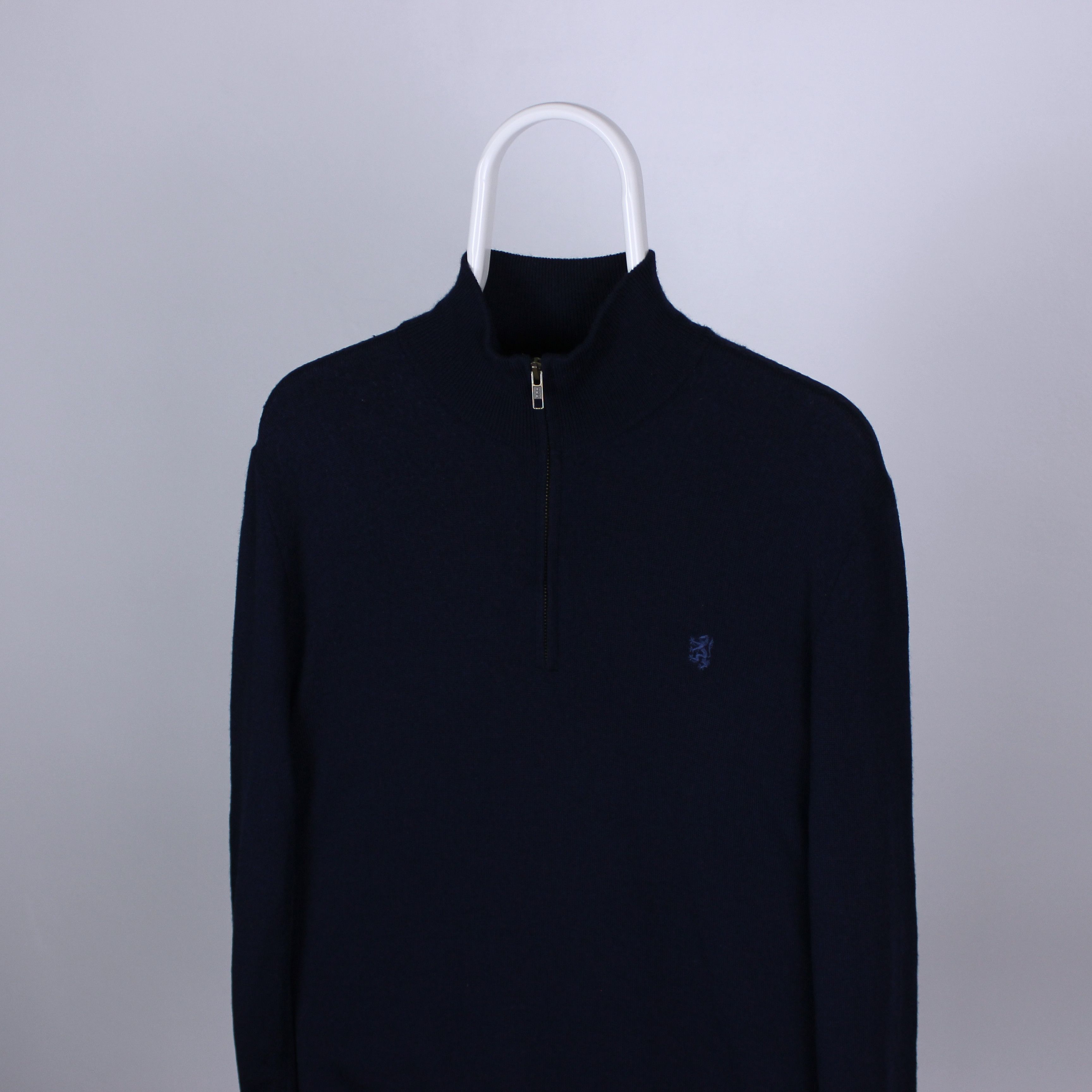 Pringle Of Scotland Pringle Of Scotland sweater zip navy blue merino wool M L Size US L / EU 52-54 / 3 - 1 Thumbnail