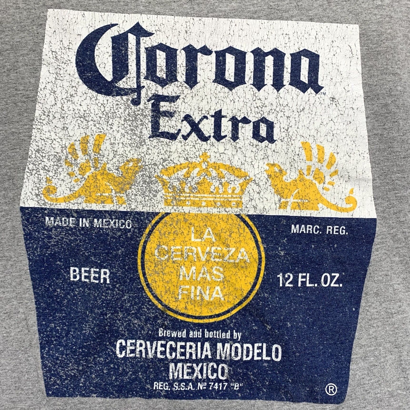 Vintage Corona Extra Men's T-Shirt Large Gray Beer Logo Graphic Print Casual Short Sleeve Size US L / EU 52-54 / 3 - 2 Thumbnail