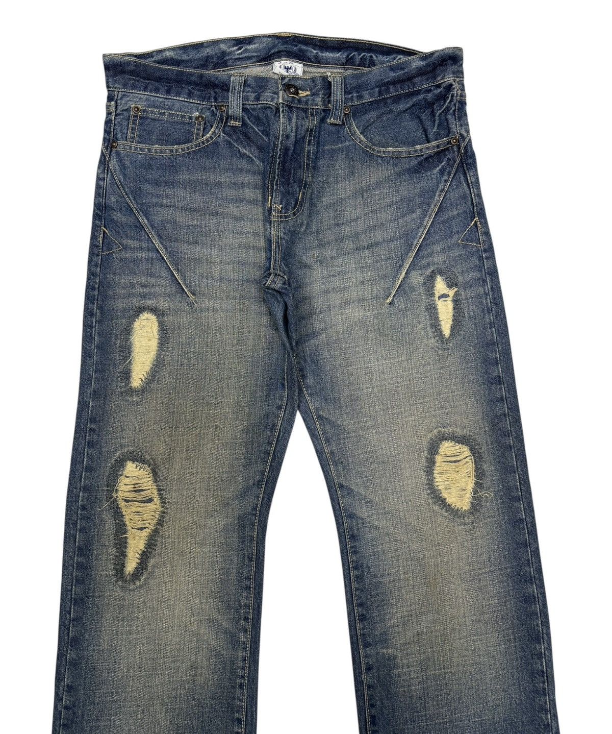 Isamu Katayama Backlash Vintage Free Gate Paisley Patchwork Distressed Denim Jean Size US 33 - 7 Thumbnail