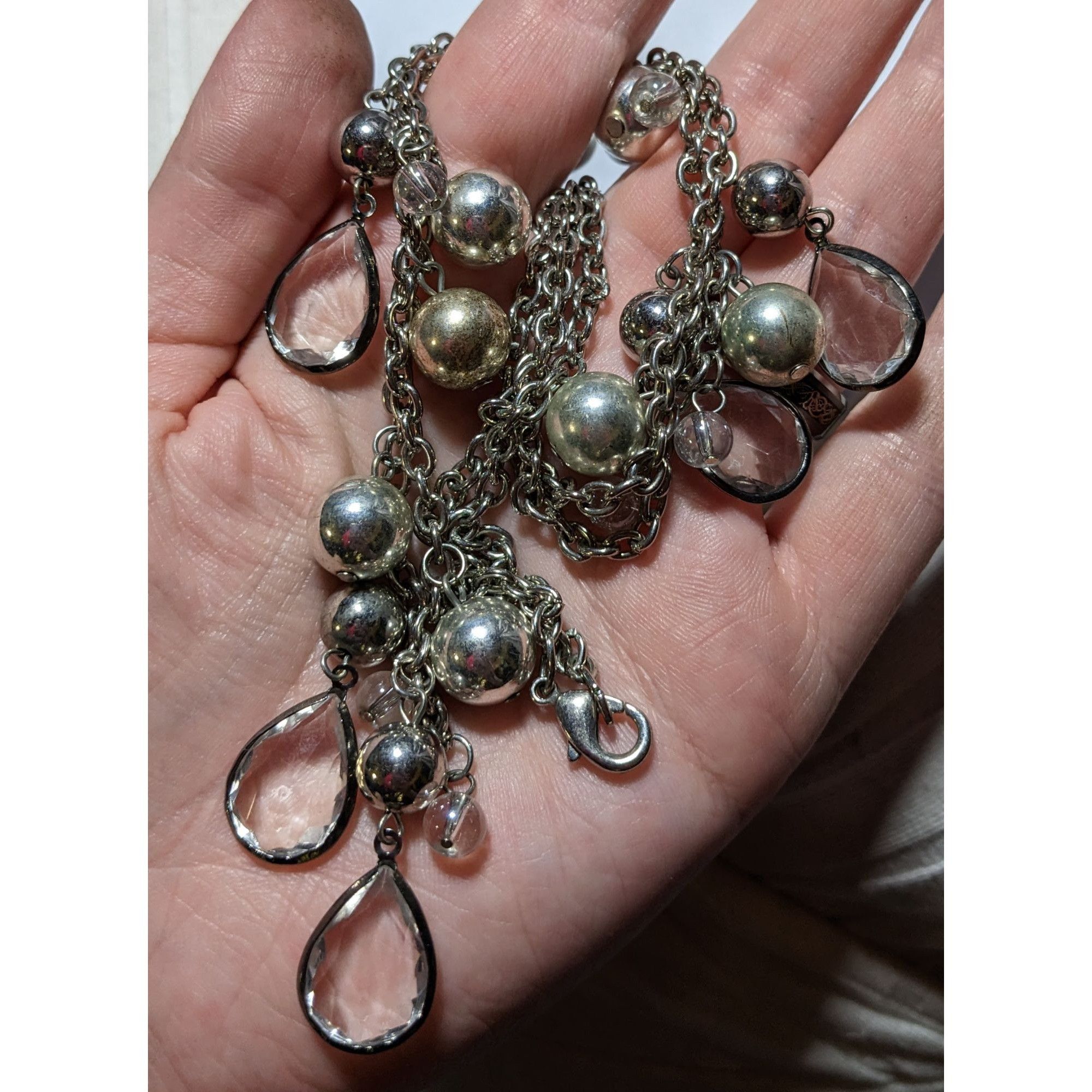 Other Silver Gemmed Teardrop Charm Necklace Size ONE SIZE - 4 Thumbnail