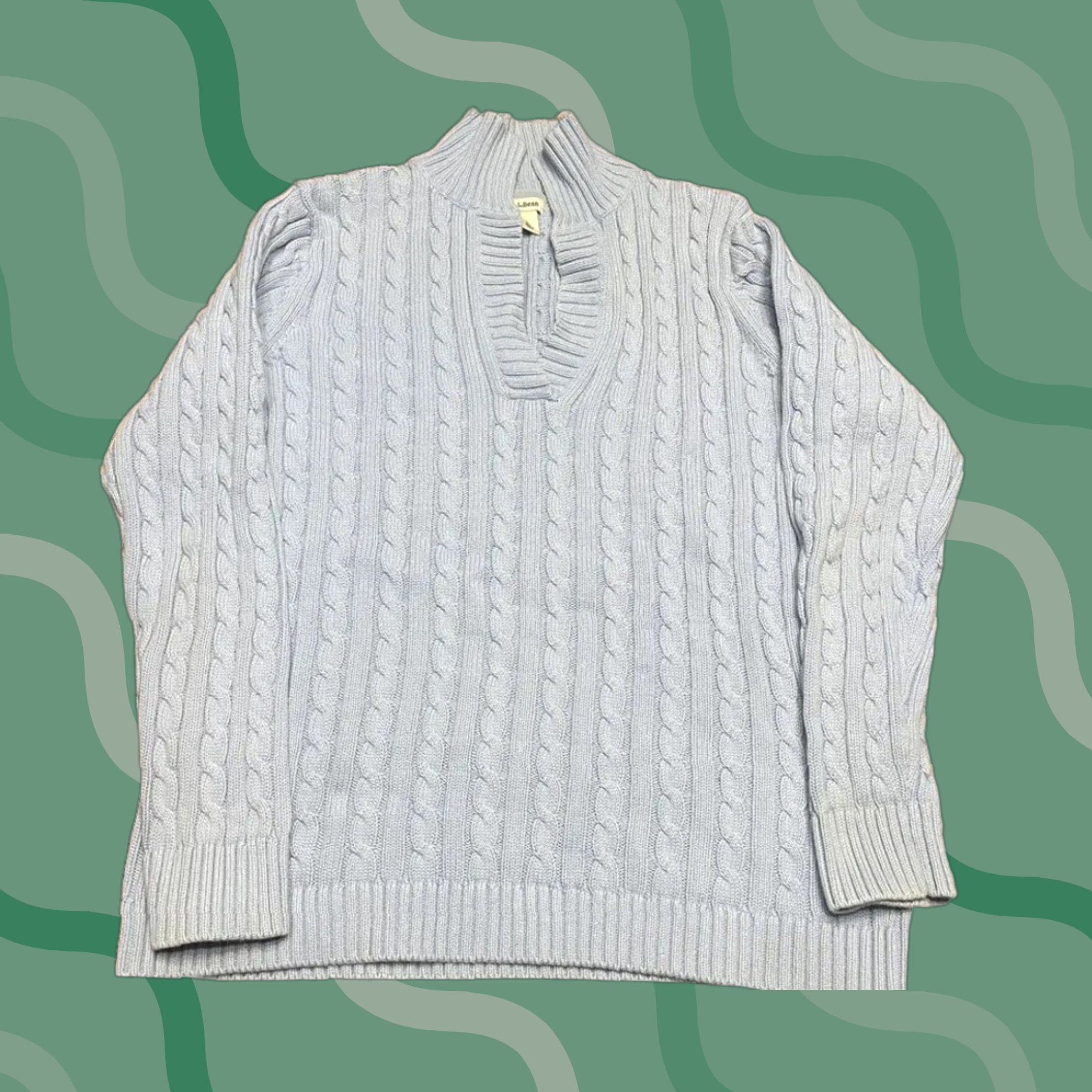 Vintage VINTAGE L.L. Bean Womens Blue Mixed Cable Knit Sweater Pullover Large C1 Size L / US 10 / IT 46 - 1 Thumbnail