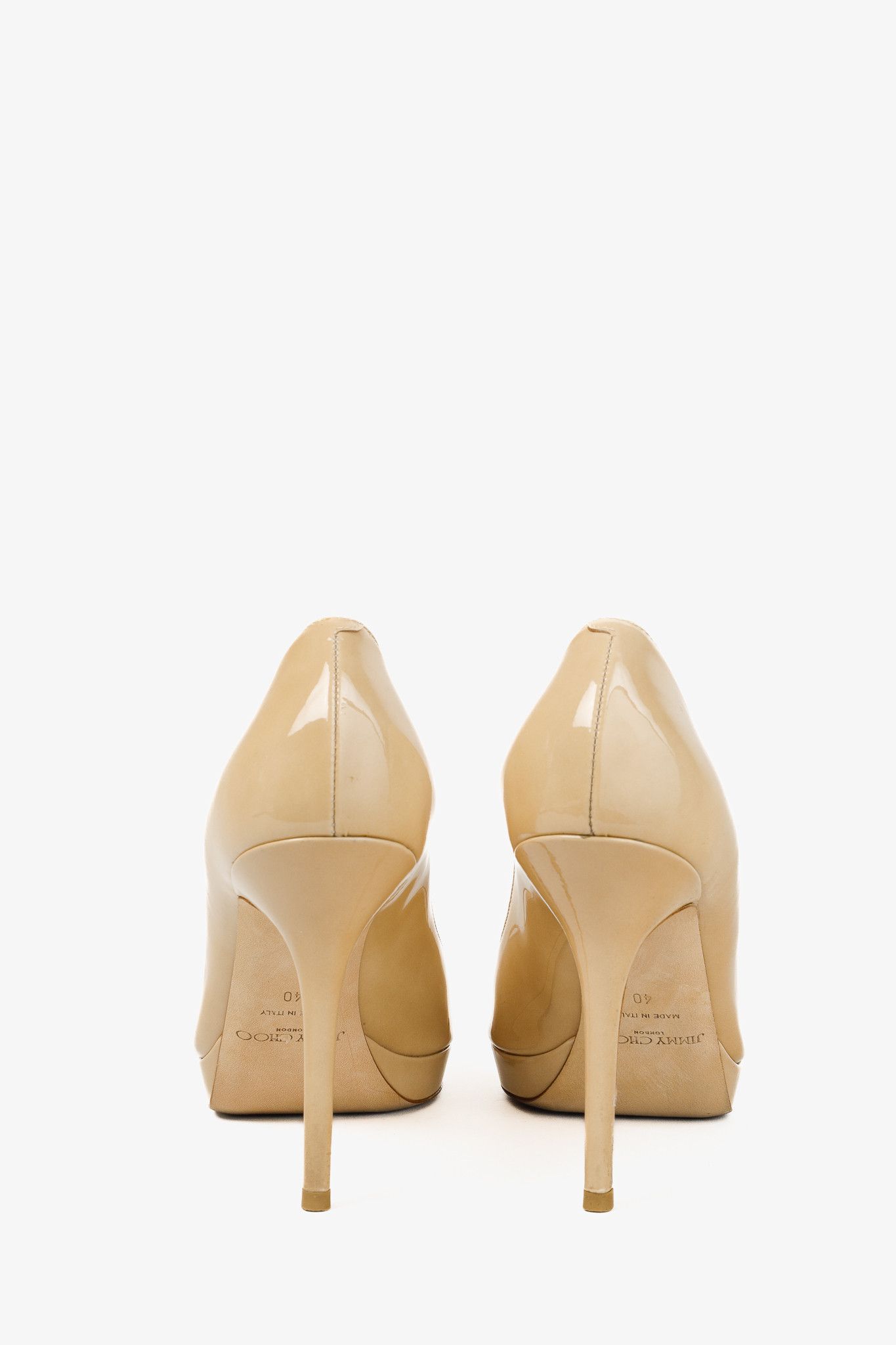 Jimmy Choo Jimmy Choo Luna Nude Patent Peep-Toe Heels Size US 9.5 / IT 39.5 - 10 Thumbnail