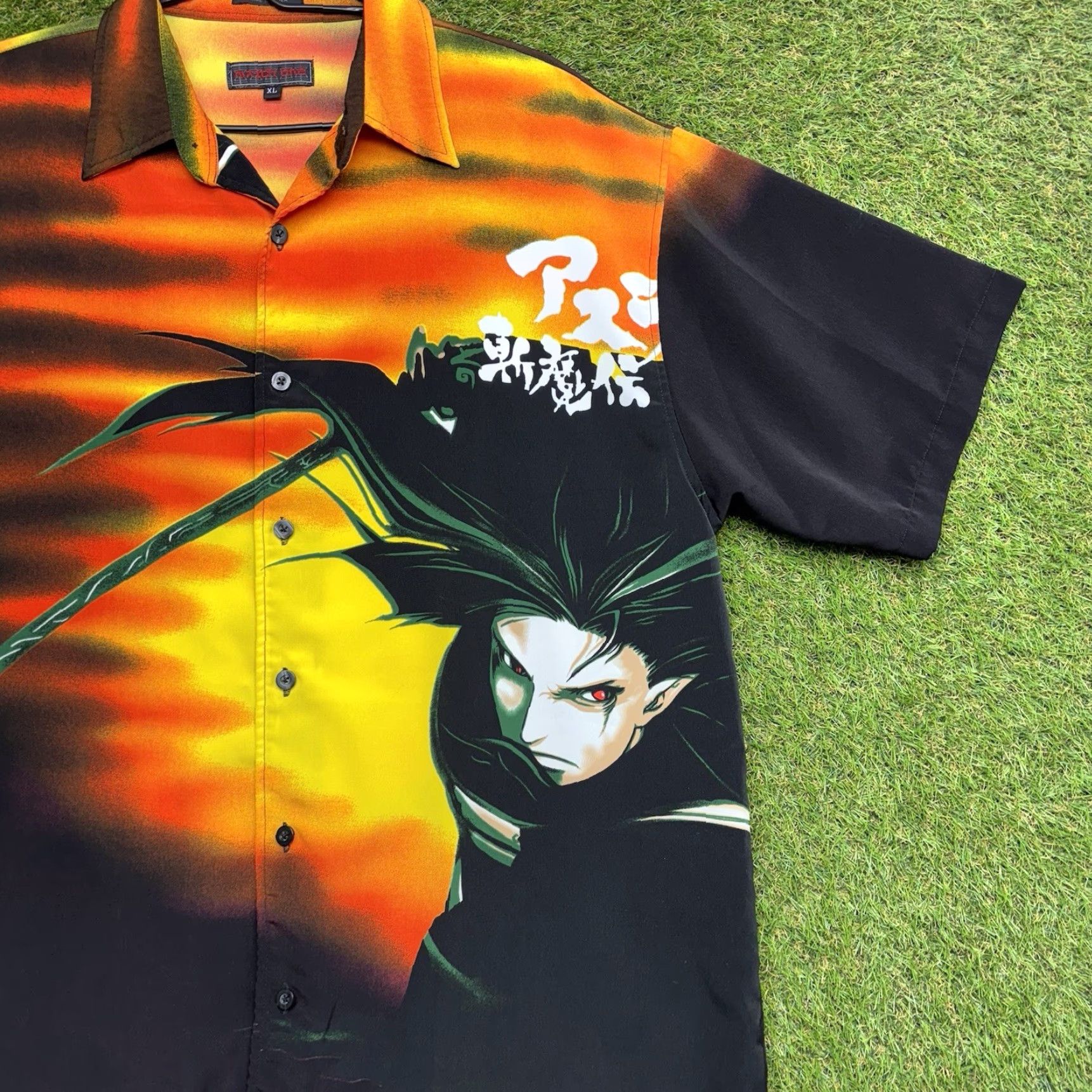 Vintage Match One Anime Shirt Mens XL Button-Up Polyester Cotton Orange Black Samurai Size US XL / EU 56 / 4 - 2 Thumbnail