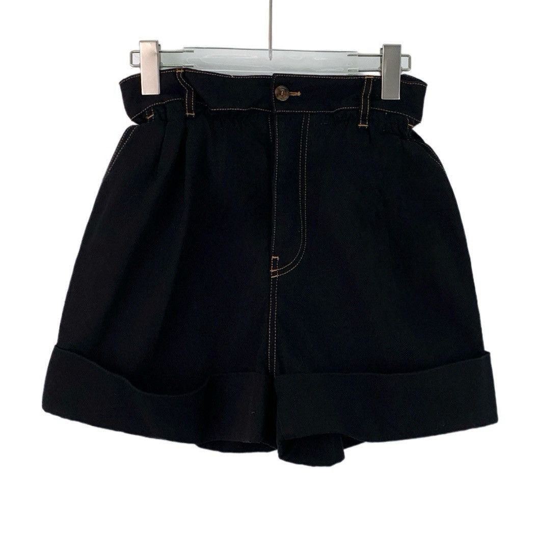 Miu Miu Miu Miu Black Logo Letter Embroidered Cotton Denim Shorts Size 28" / US 6 / IT 42 - 1 Thumbnail