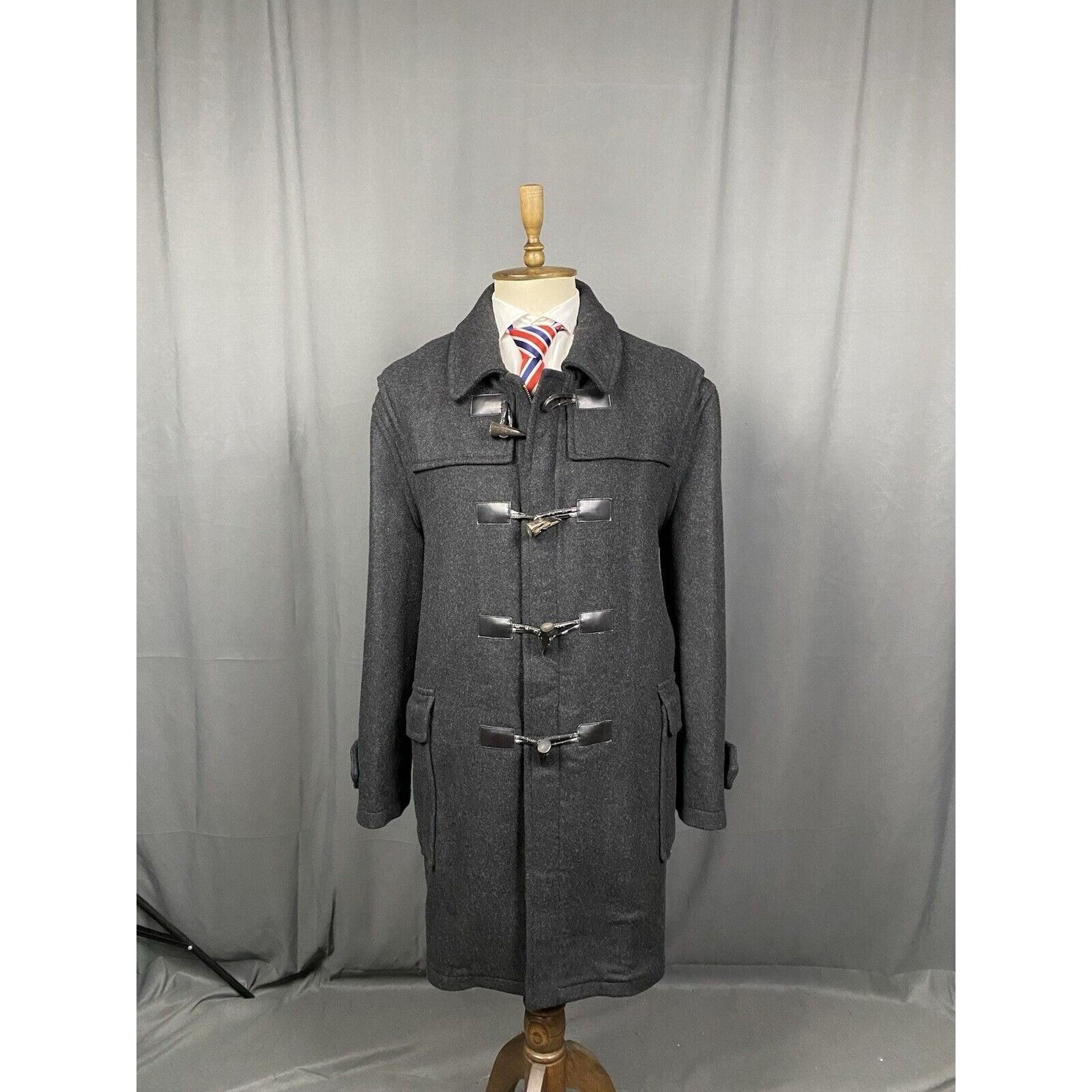 Barbour Barbour Men's Gray Wool Duffle Long Coat Size 48/56 Size US XL / EU 56 / 4 - 4 Thumbnail