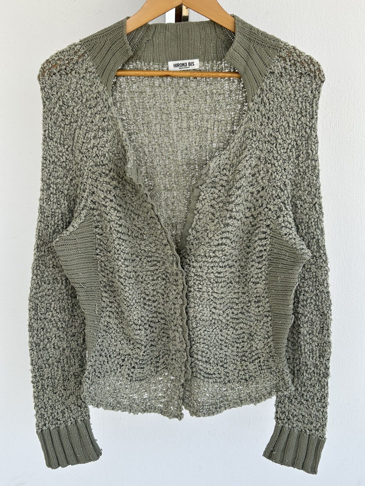 Hiroko Koshino Homme Hiroko Bis textured olive green knit cardigan Size M / US 6-8 / IT 42-44 - 1 Thumbnail