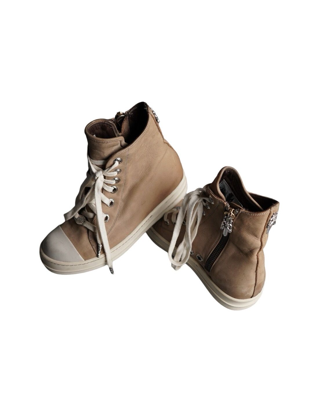 Chrome Hearts × Rick Owens Brown leather ramones sneaker shoes Size US 7 / IT 37 - 1 Thumbnail